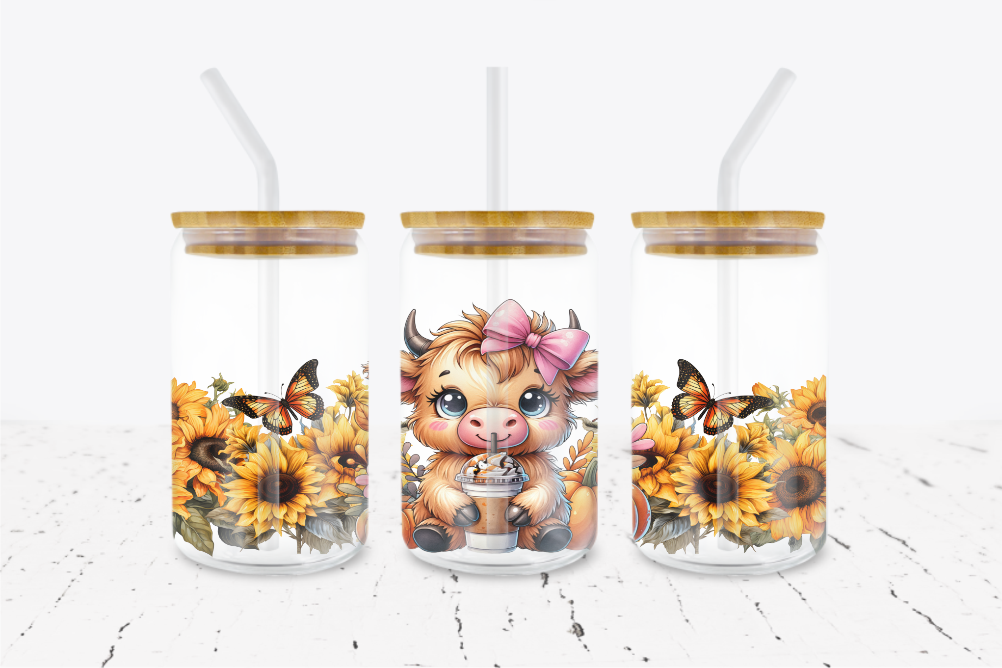 Country Cow - 16 oz Libbey Glass Can Wrap