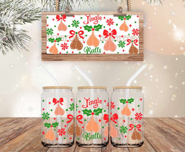 *BAD CHRISTMAS* Jingle Balls - 16 oz Libbey Glass Can Wrap