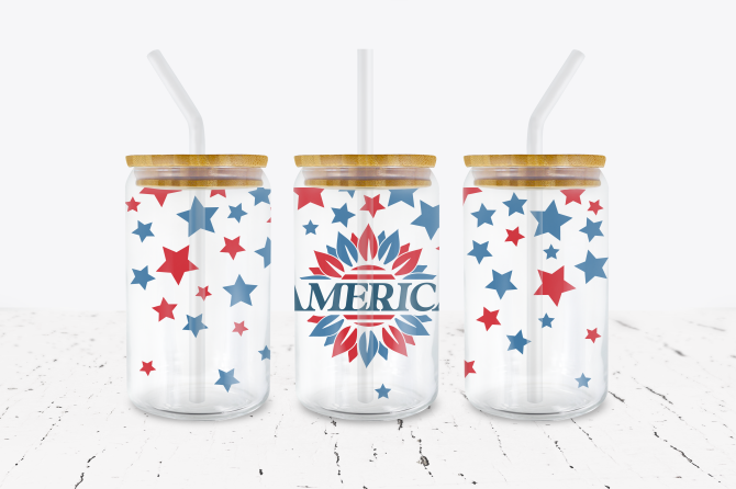 America - 16 oz Libbey Glass Can Wrap