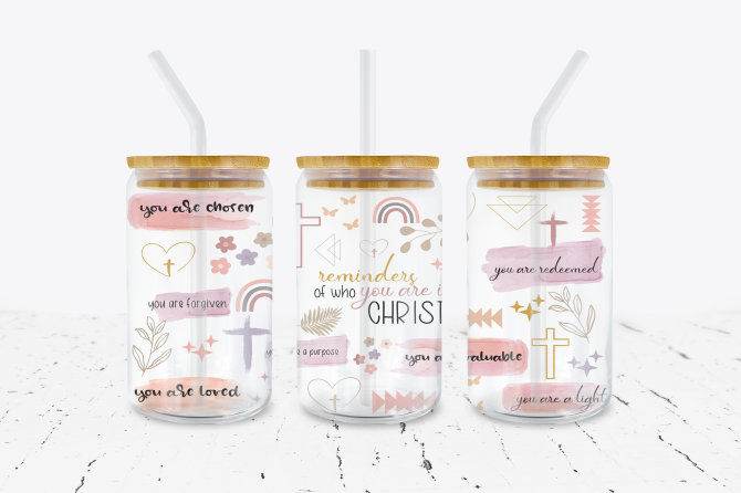 Bible Verses - 16 oz Libbey Glass Can Wrap