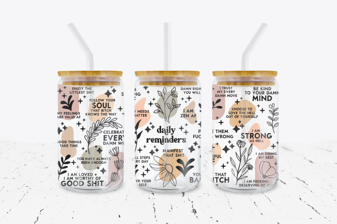 RUDE Daily Affirmations - 16 oz Libbey Glass Can Wrap