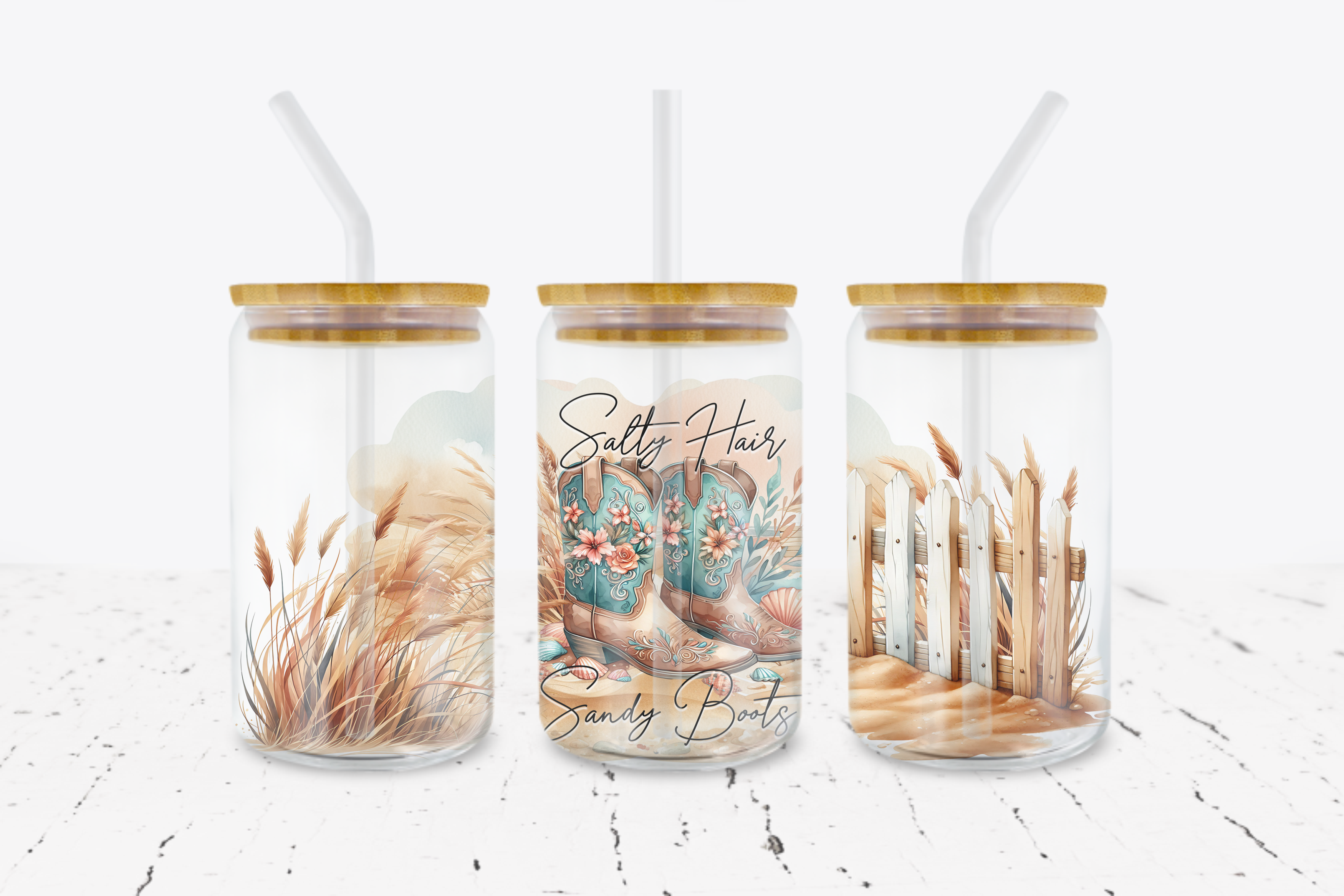 Salty Hair & Sandy Boots -  UV DTF Transfer Wraps