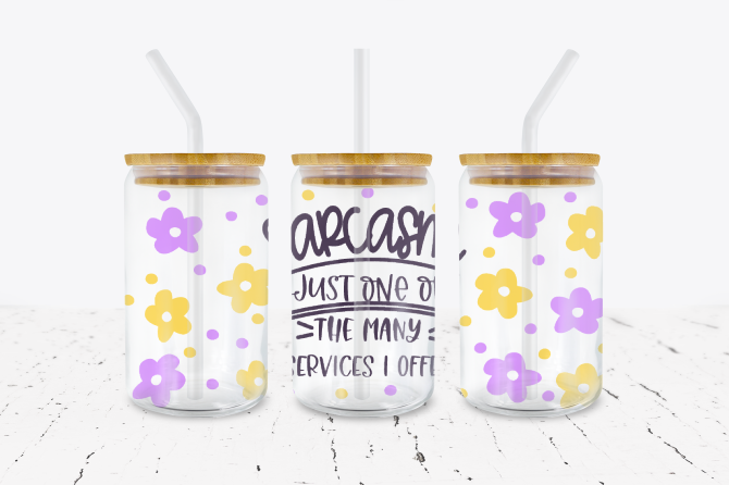 Sarcasm, One of the Services I Offer - 16 oz Libbey Glass Can Wrap