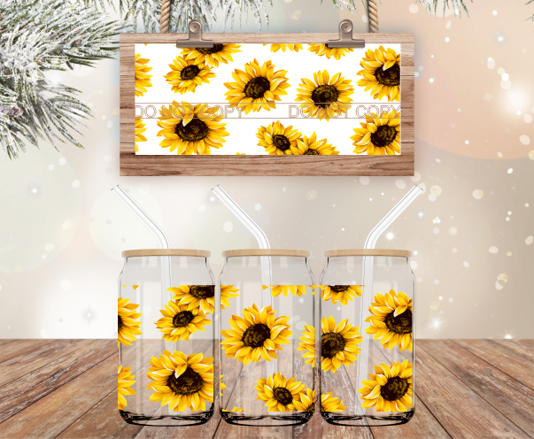 Sunflowers - 16 oz Libbey Glass Can Wrap