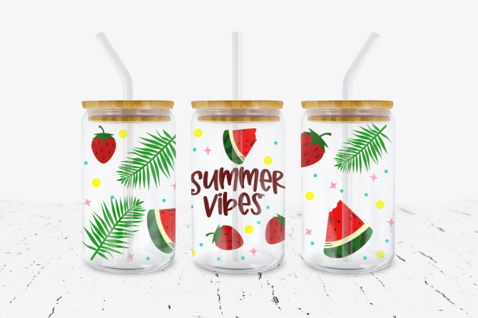 Watermelon Slices Summer - 16 oz Libbey Glass Can Wrap