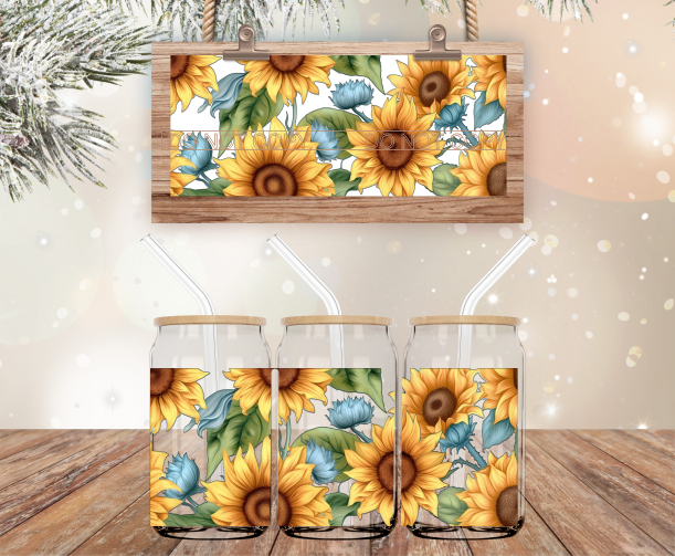 Sunflowers - 16 oz Libbey Glass Can Wrap