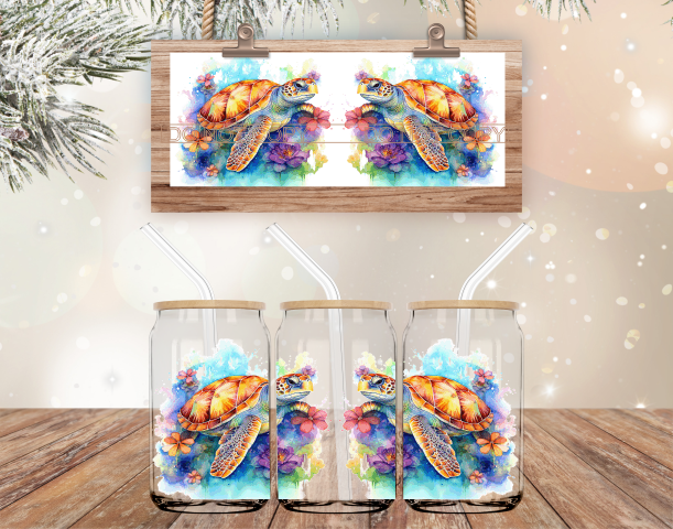 Sea Turtle - 16 oz Libbey Glass Can Wrap