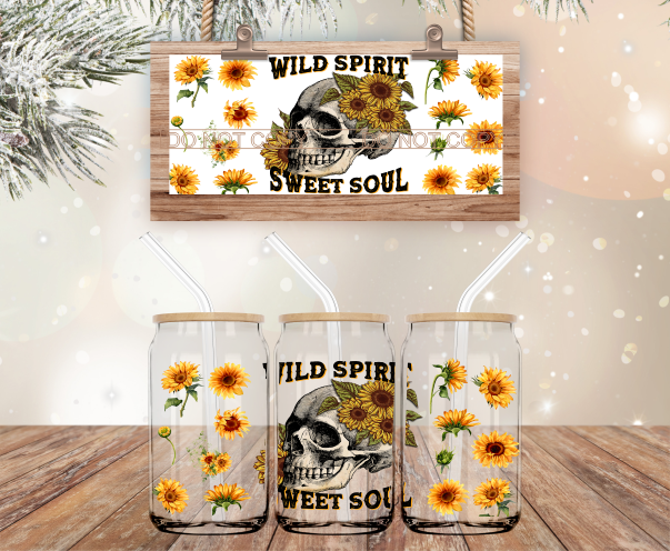Wild Spirit Sweet Soul - 16 oz Libbey Glass Can Wrap