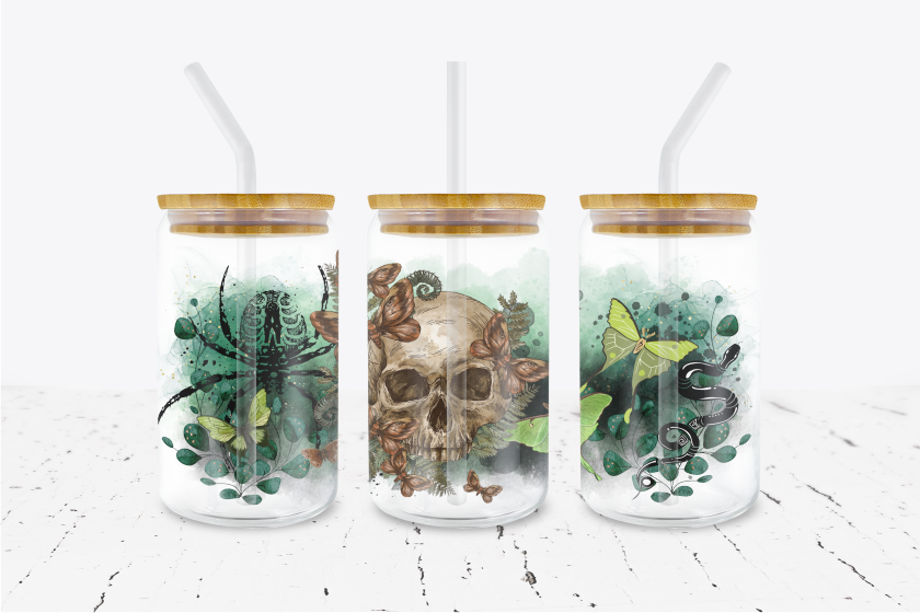 Gothic Skull - 16 oz Libbey Glass Can Wrap