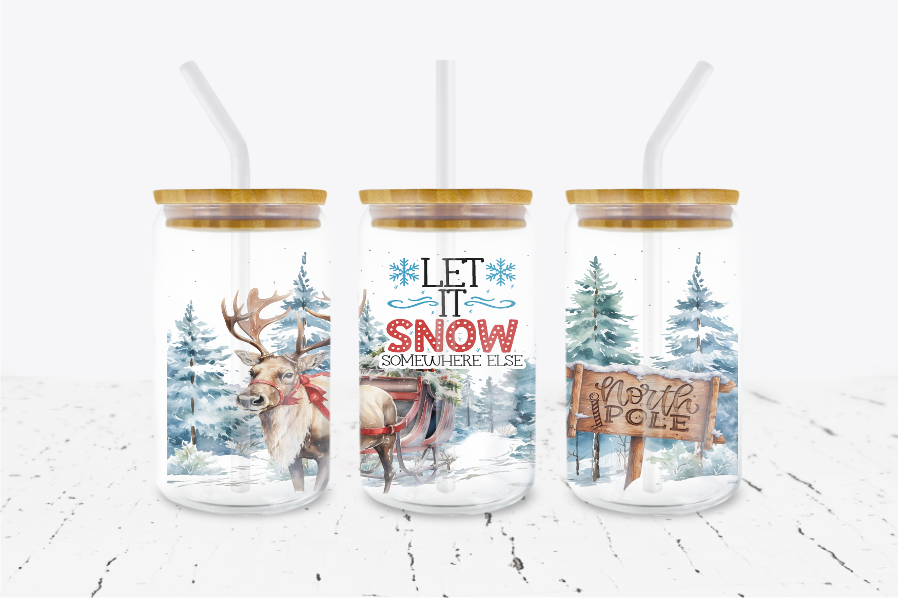 Let It Snow - 16 oz Libbey Glass Can Wrap