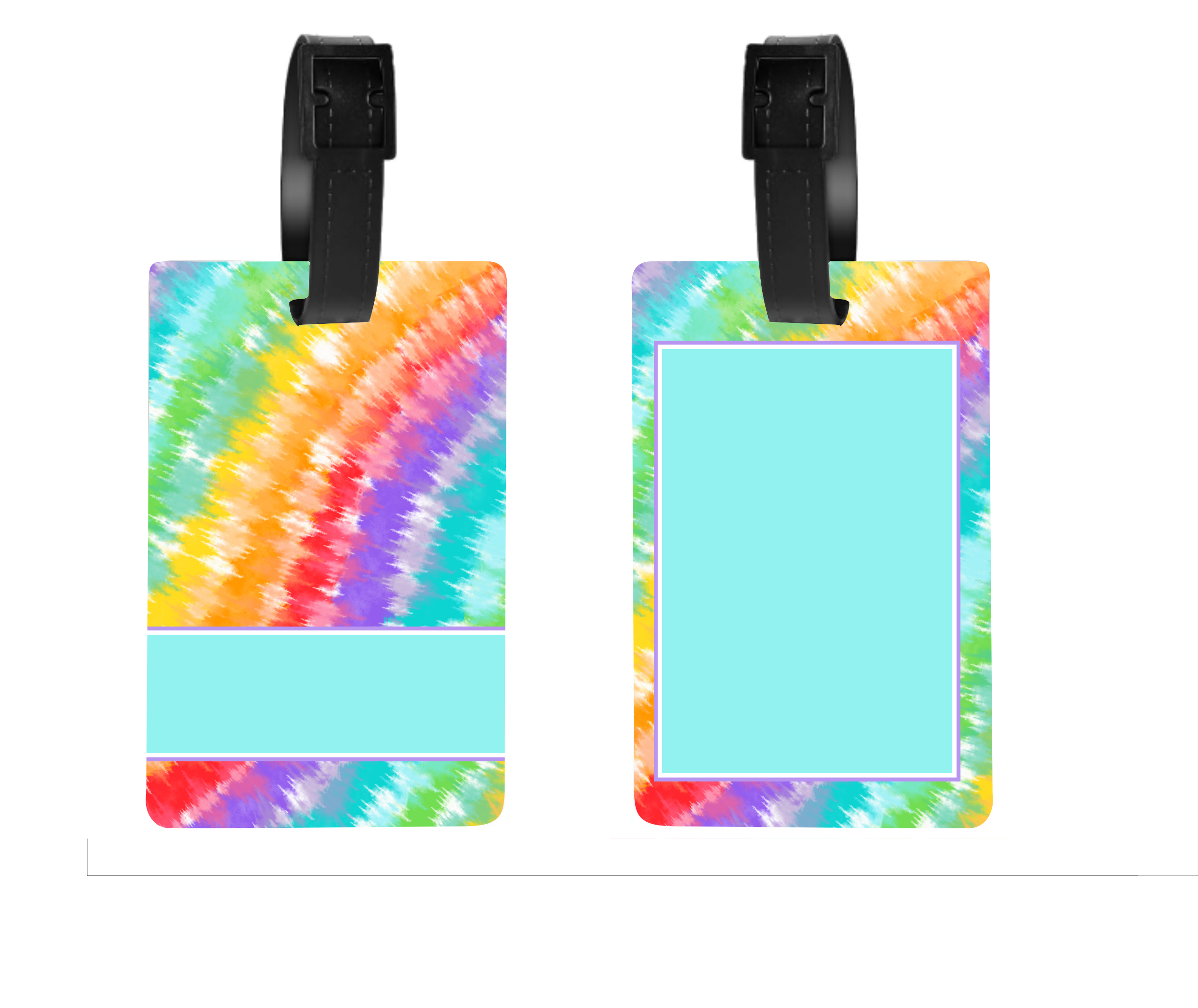 Rainbow Swirl w/Name - Luggage & Bag Tags - Sublimation Transfer
