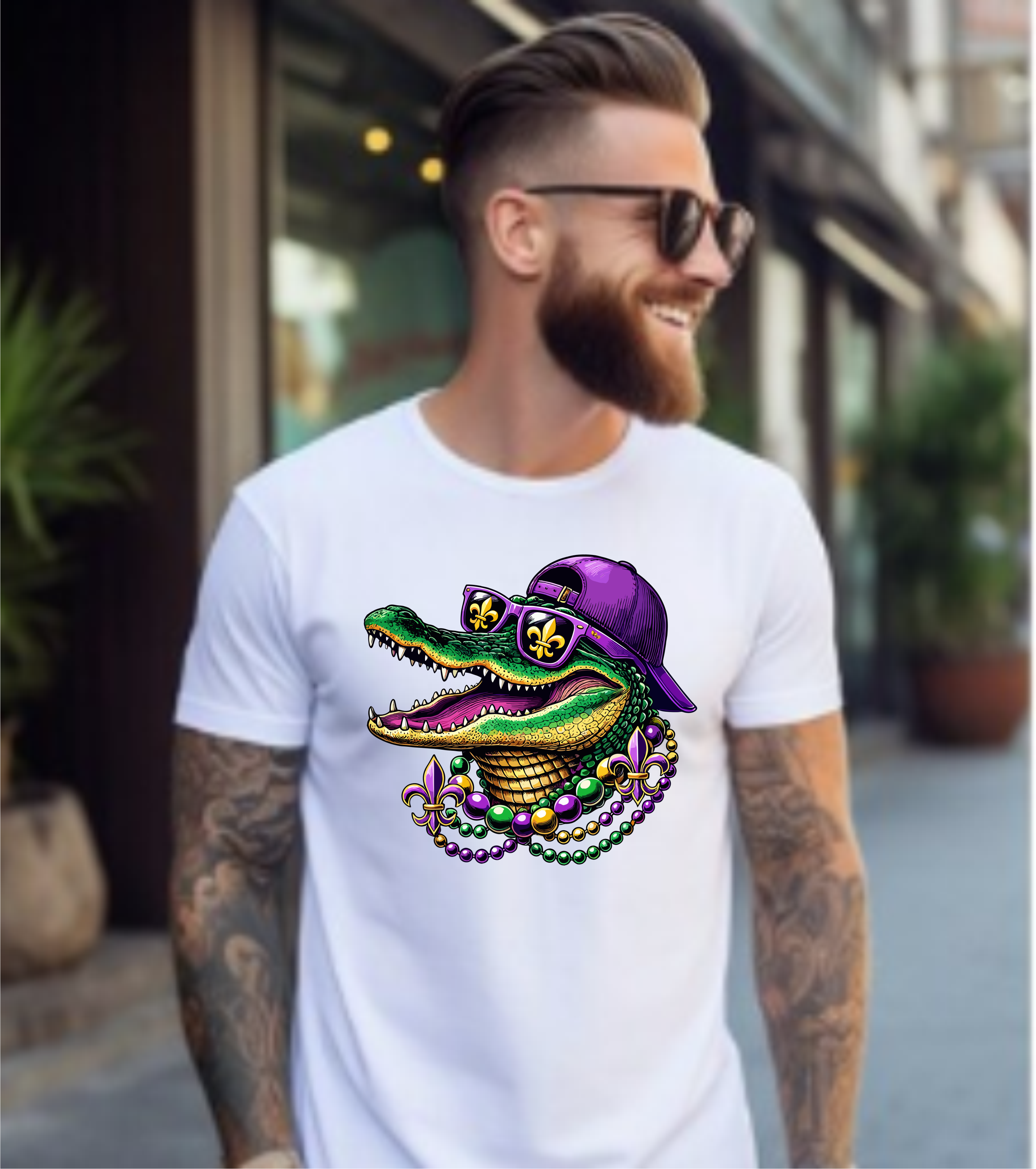 Mardi Gras Gator - DTF Transfer