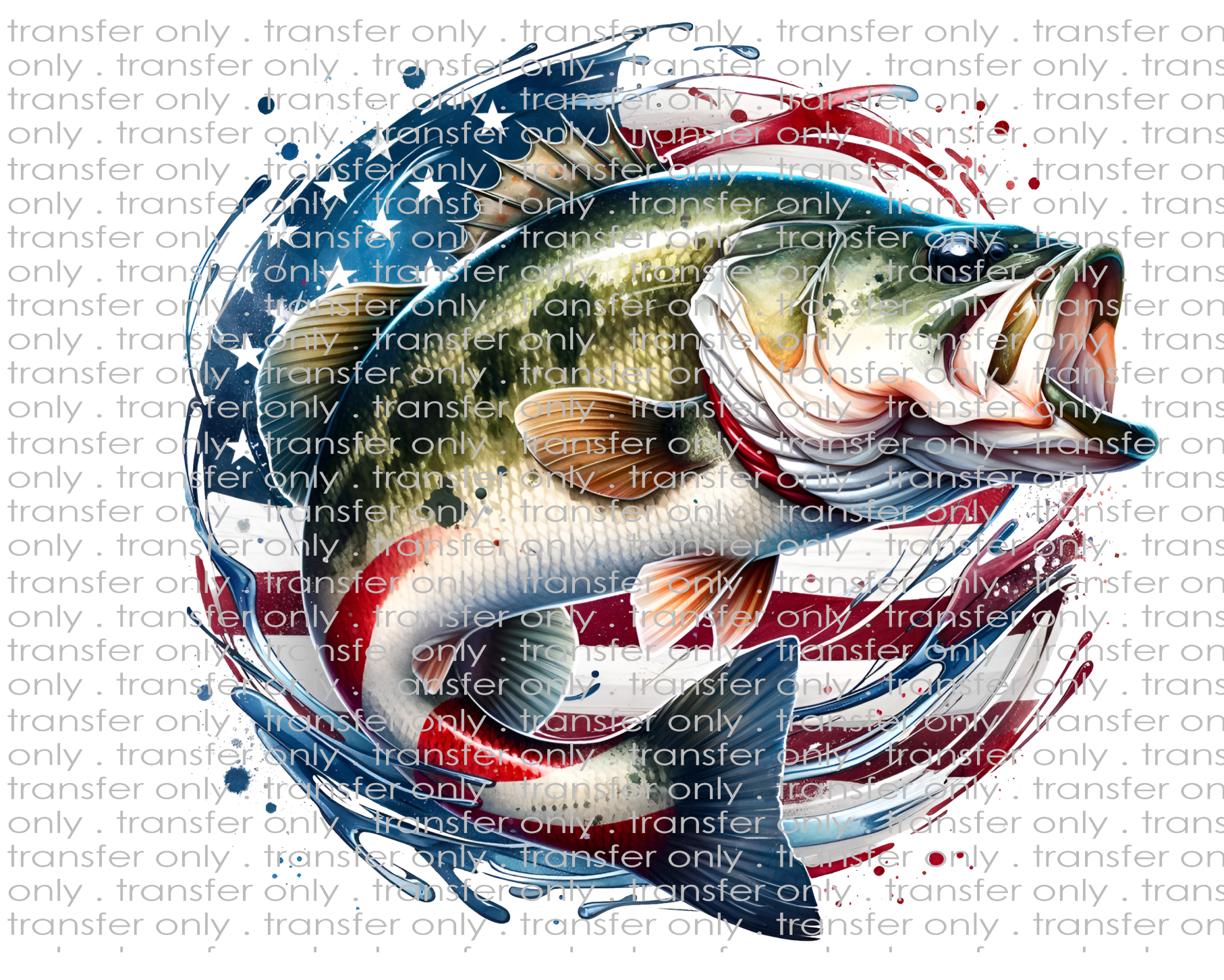 American Flag & Fish - Waterslide, Sublimation Transfers