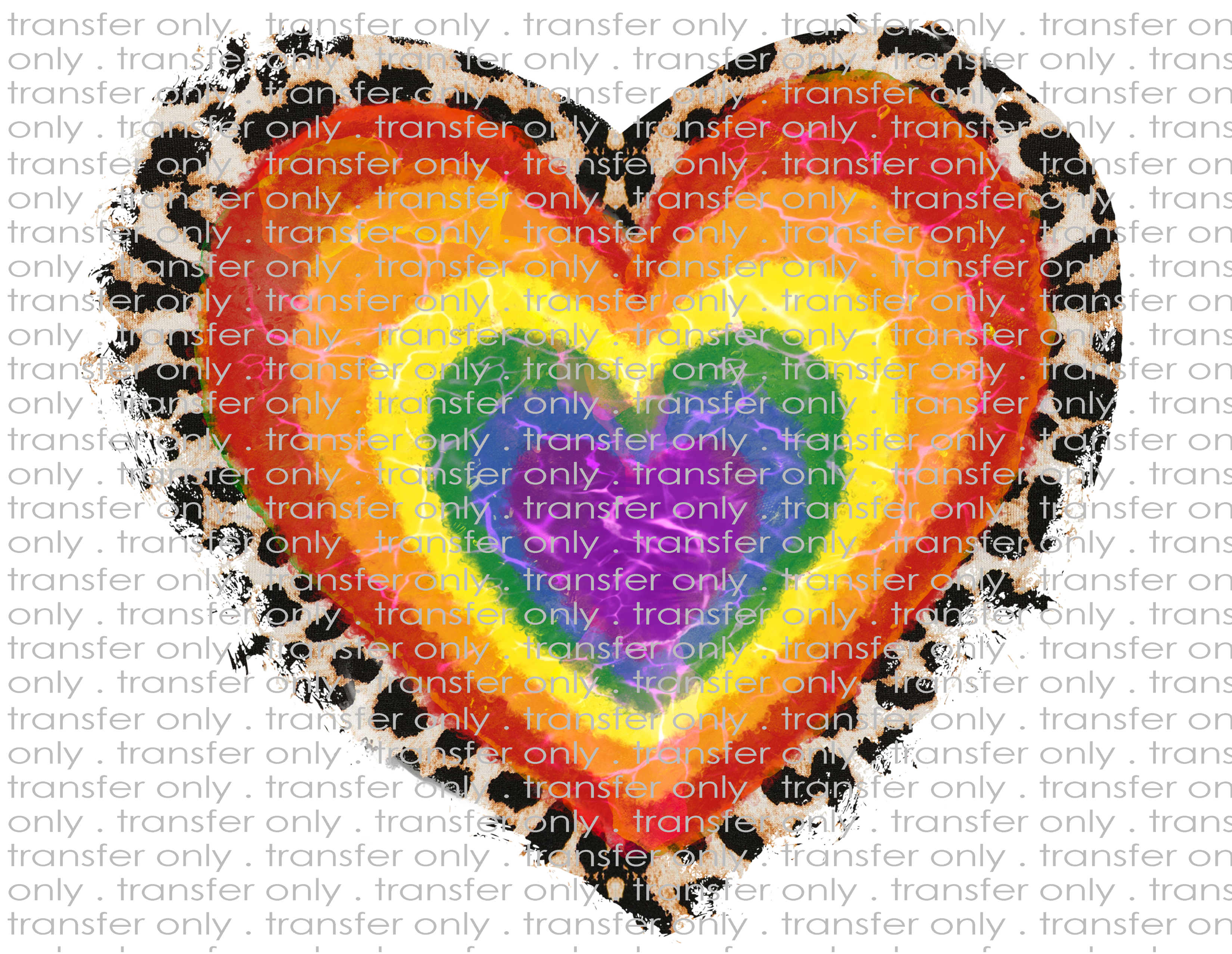 Leopard Rainbow Heart - Waterslide, Sublimation Transfers
