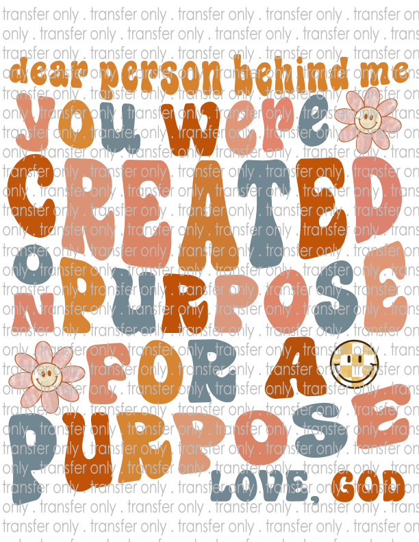 Dear Person Behind Me - Love, God - Waterslide, Sublimation Transfers