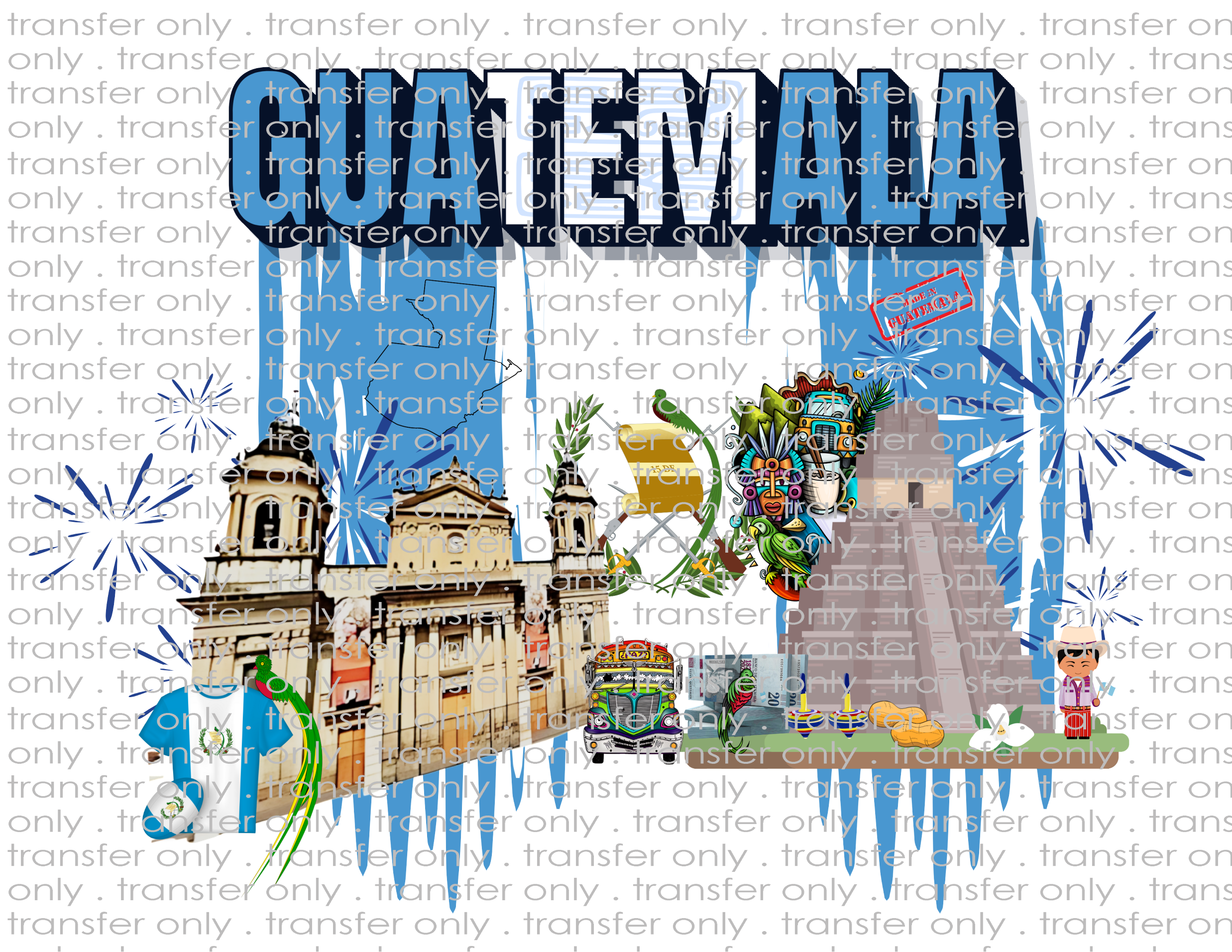Guatemala - Waterslide, Sublimation Transfers