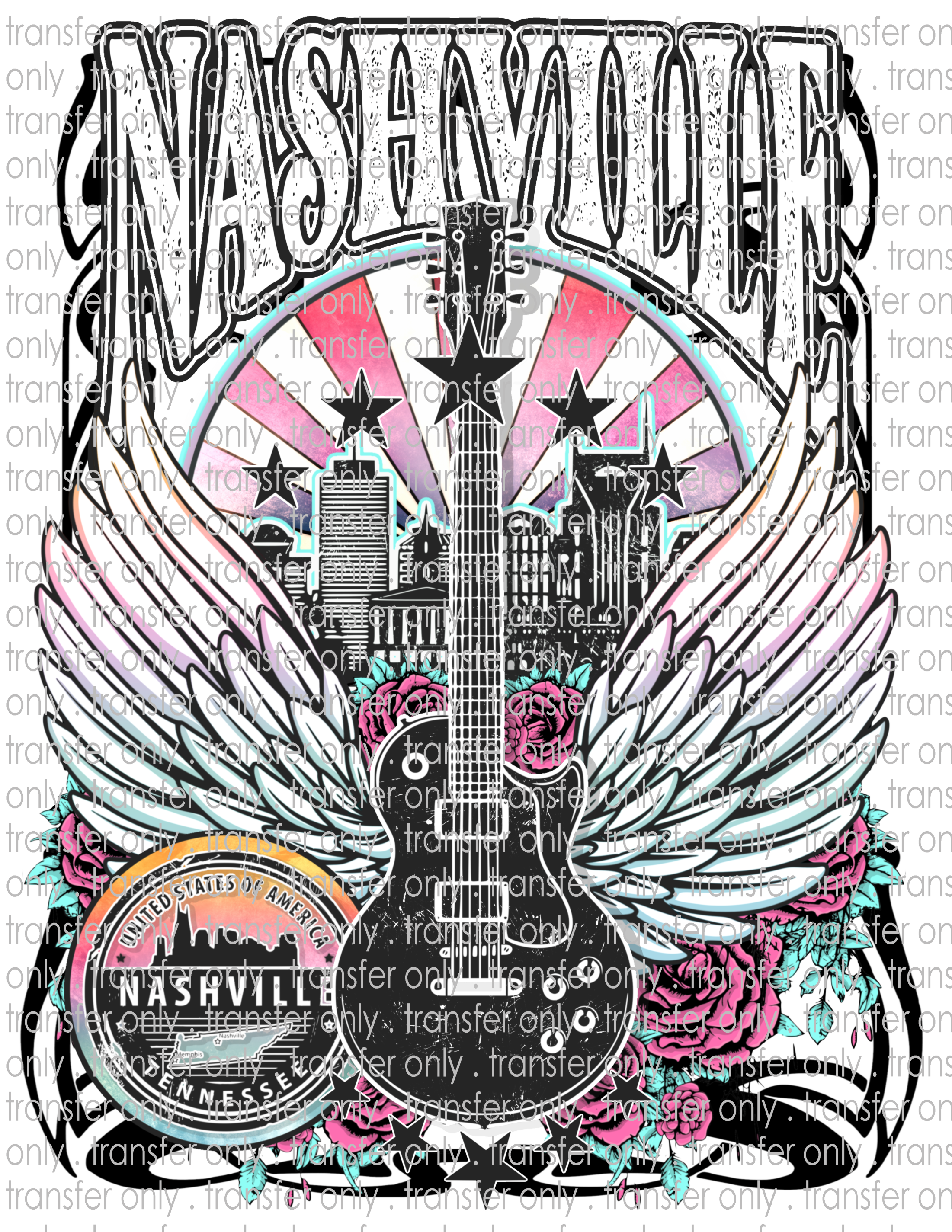 Country Music - Waterslide, Sublimation Transfers