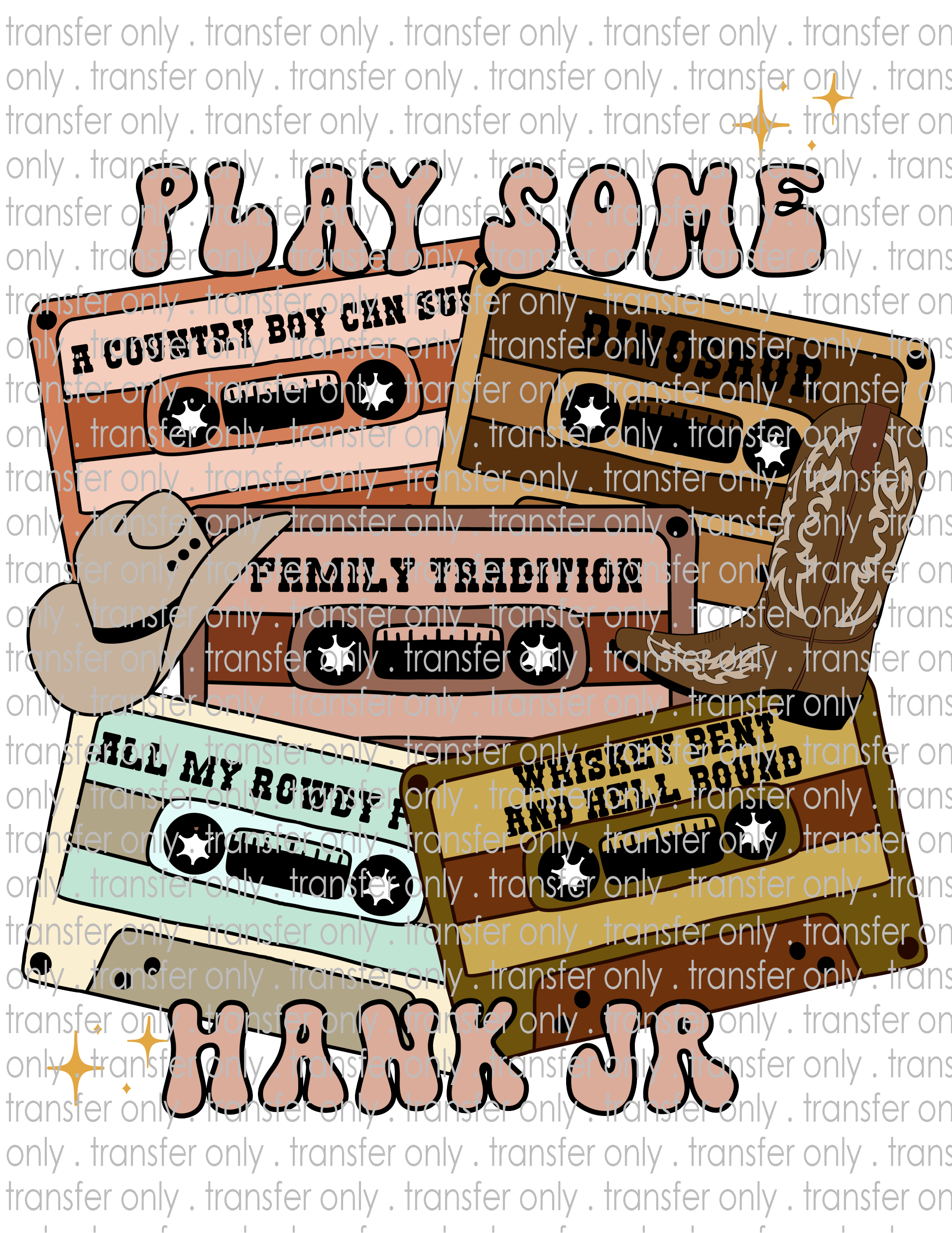 Country Music Tapes - Waterslide, Sublimation Transfers