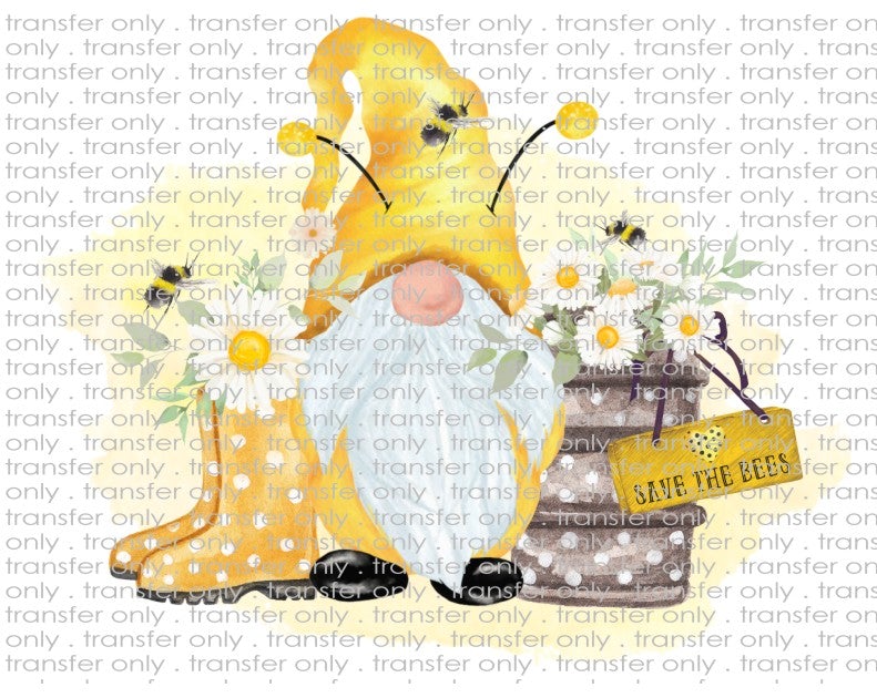 Save the Bees Gnome - Waterslide, Sublimation Transfers