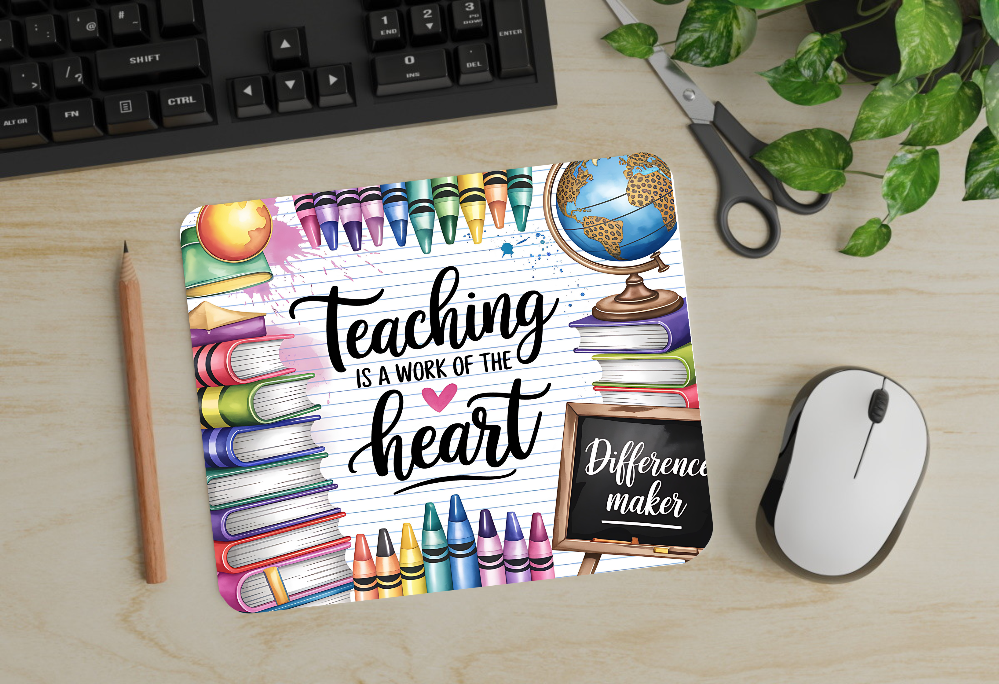 Teaching Is A Work Of Heart - Mouse Pad - Sublimation Transfer