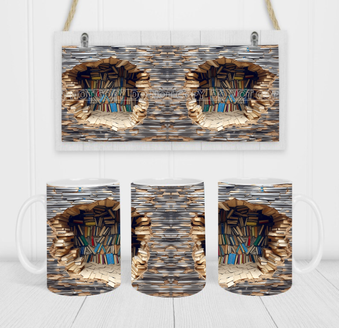 3D Books - Coffee Mug Wrap - Sublimation Transfers
