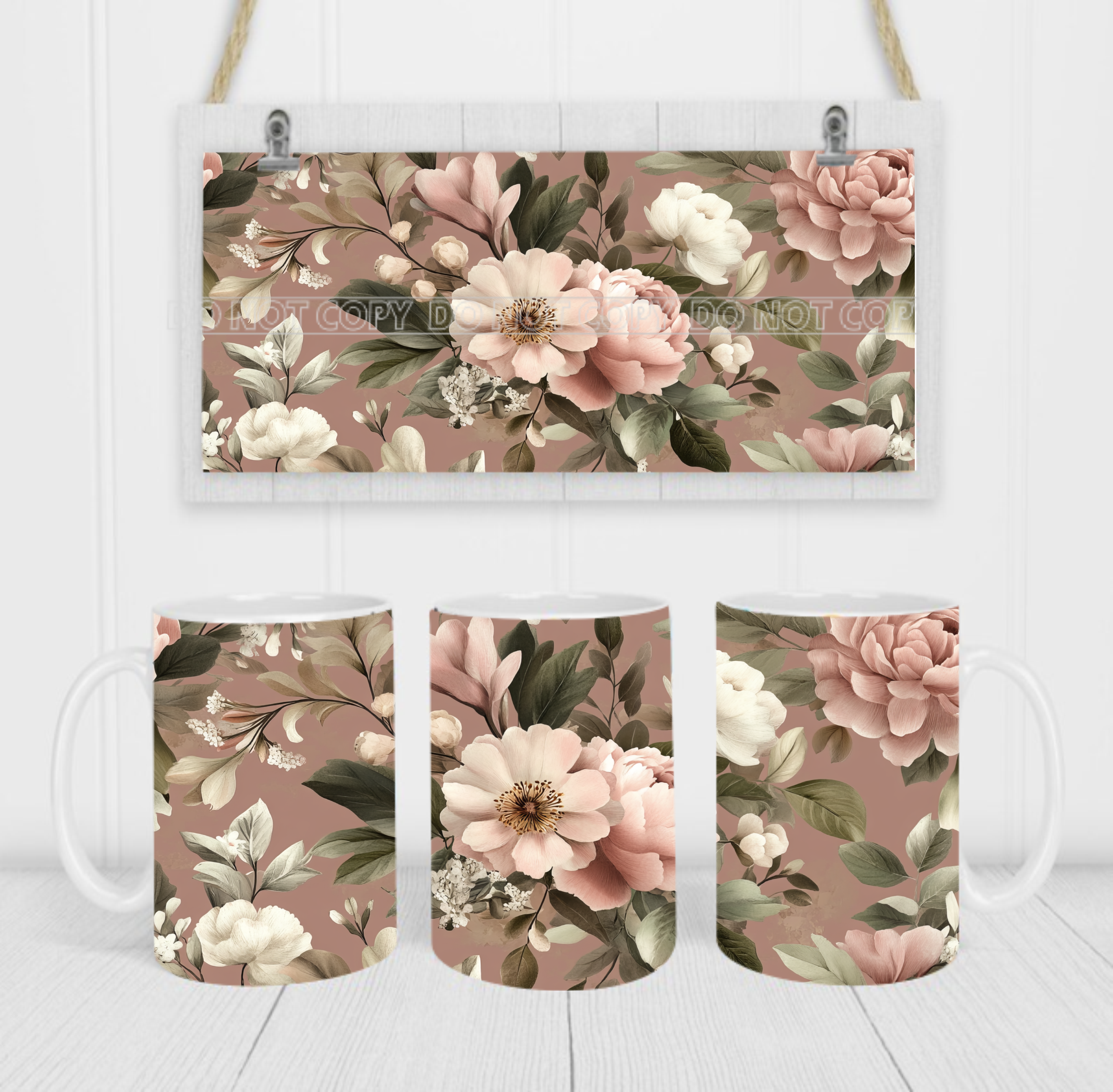 Floral - Coffee Mug Wrap - Sublimation Transfers