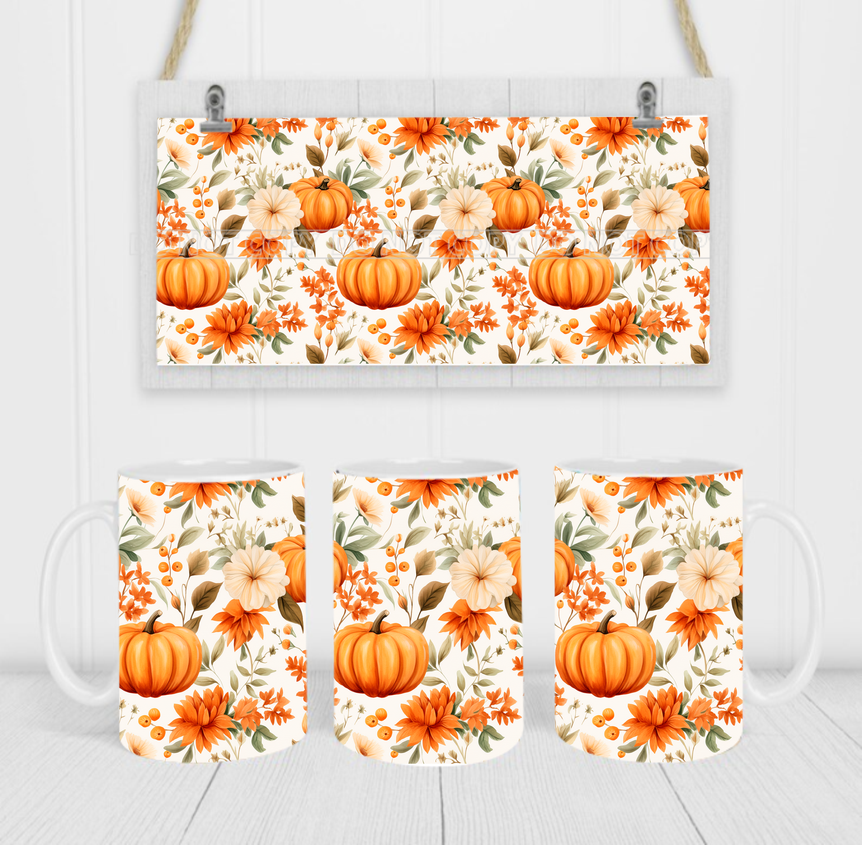 Pumpkins - Coffee Mug Wrap - Sublimation Transfers