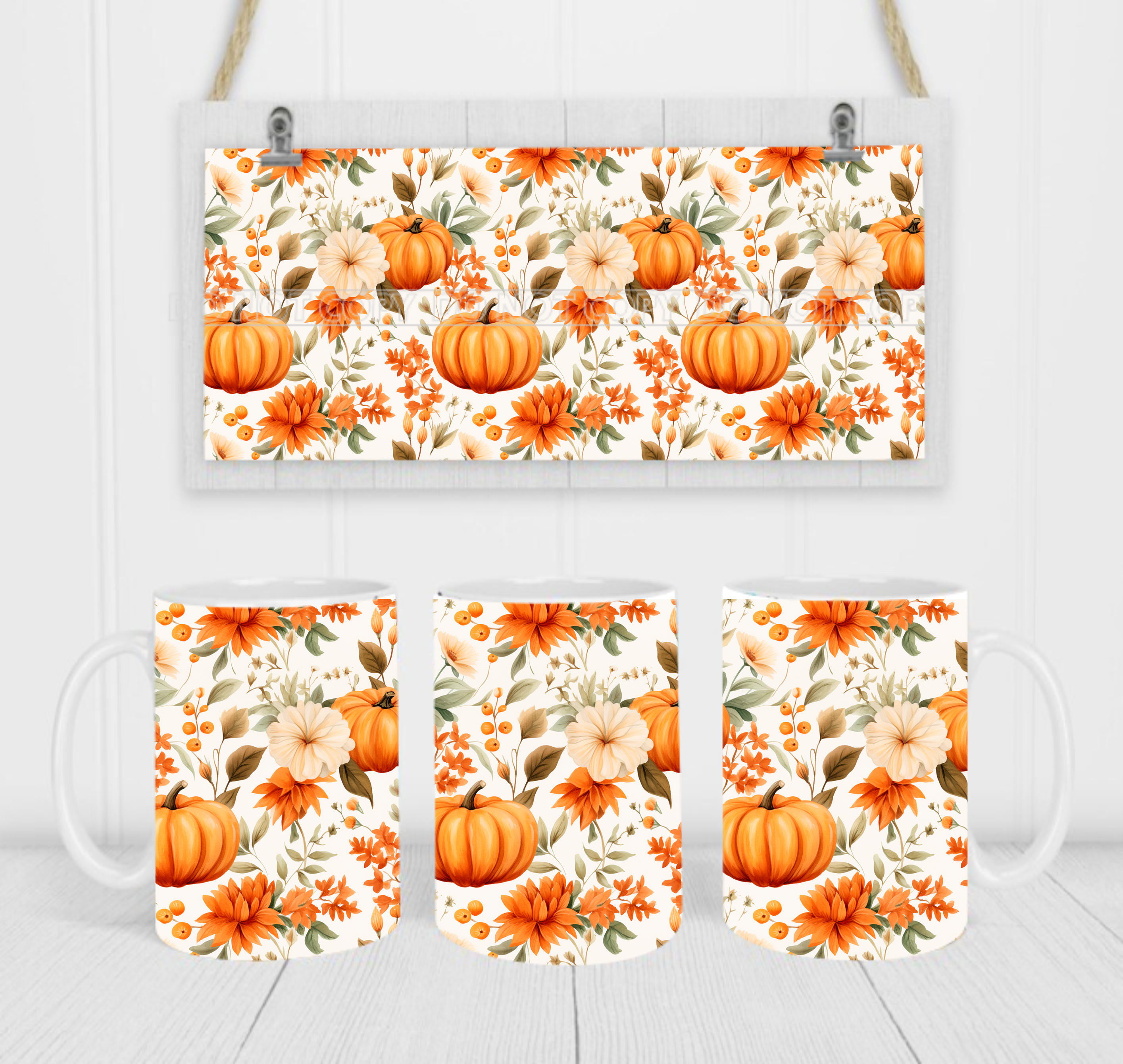 Floral Autumn - Coffee Mug Wrap - Sublimation Transfers