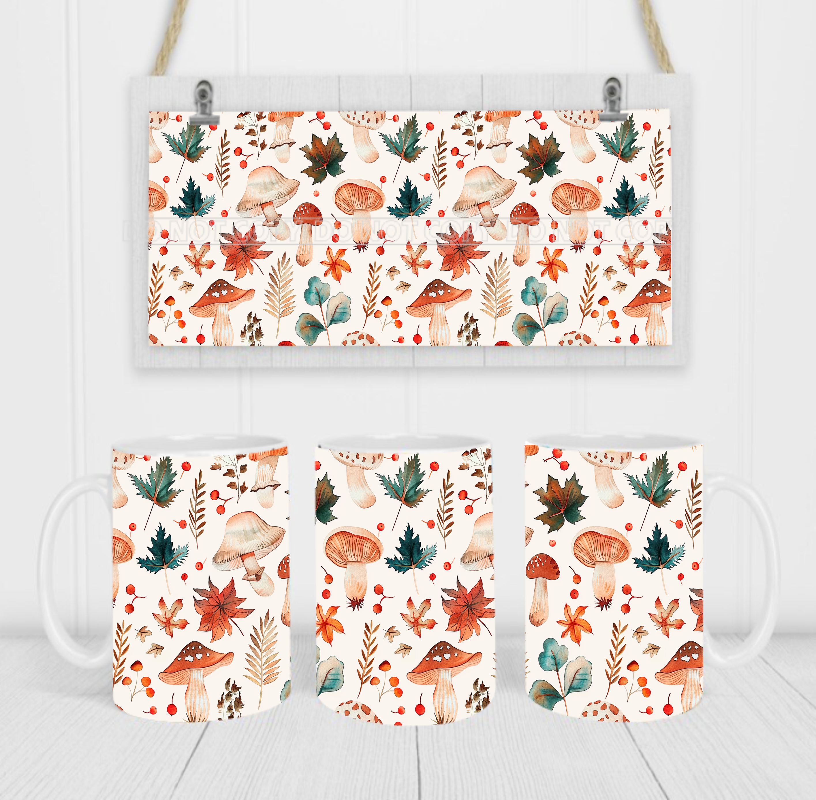 Autumn Mushrooms - Coffee Mug Wrap - Sublimation Transfers