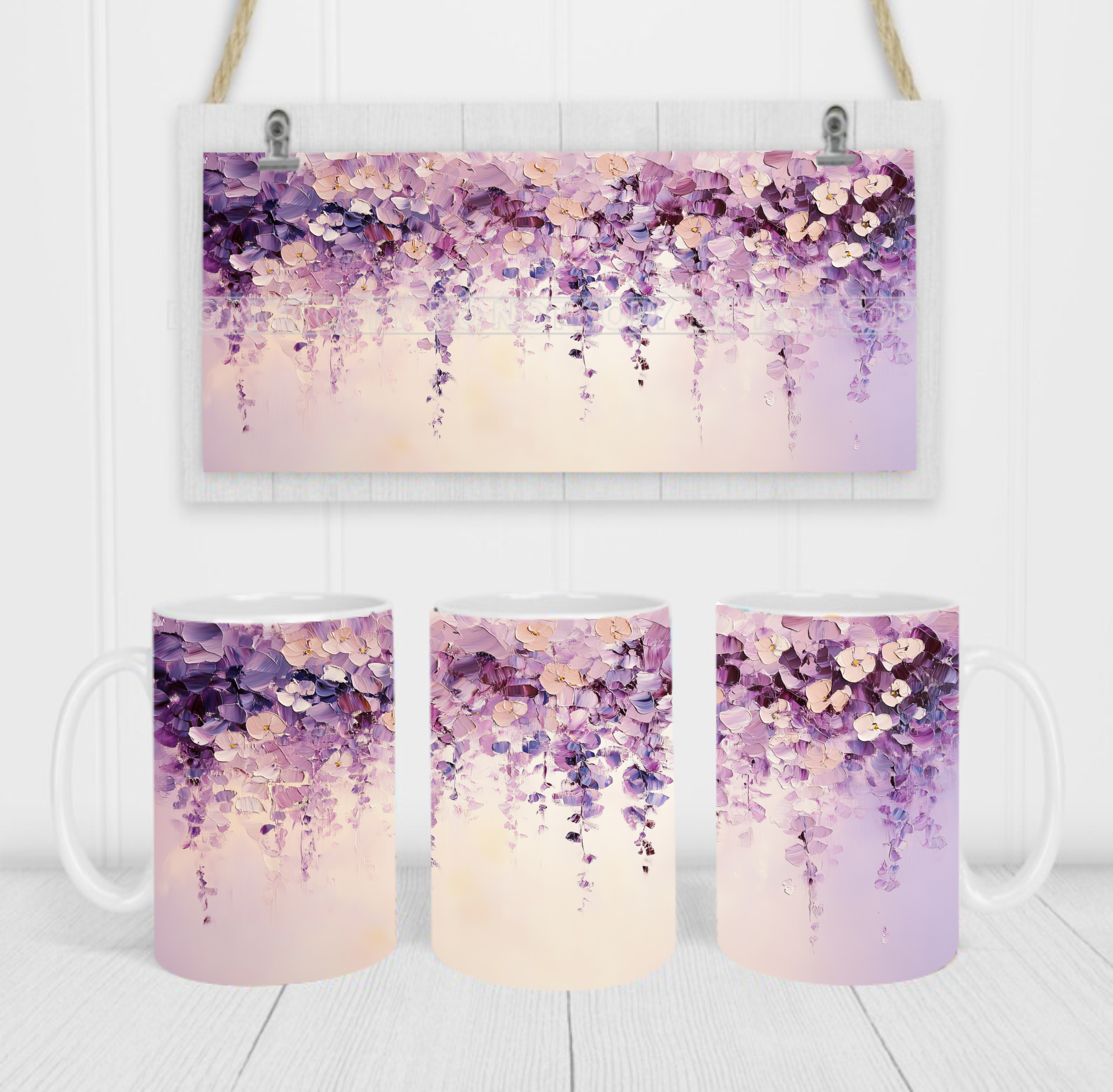 Lavender Floral - Coffee Mug Wrap - Sublimation Transfers