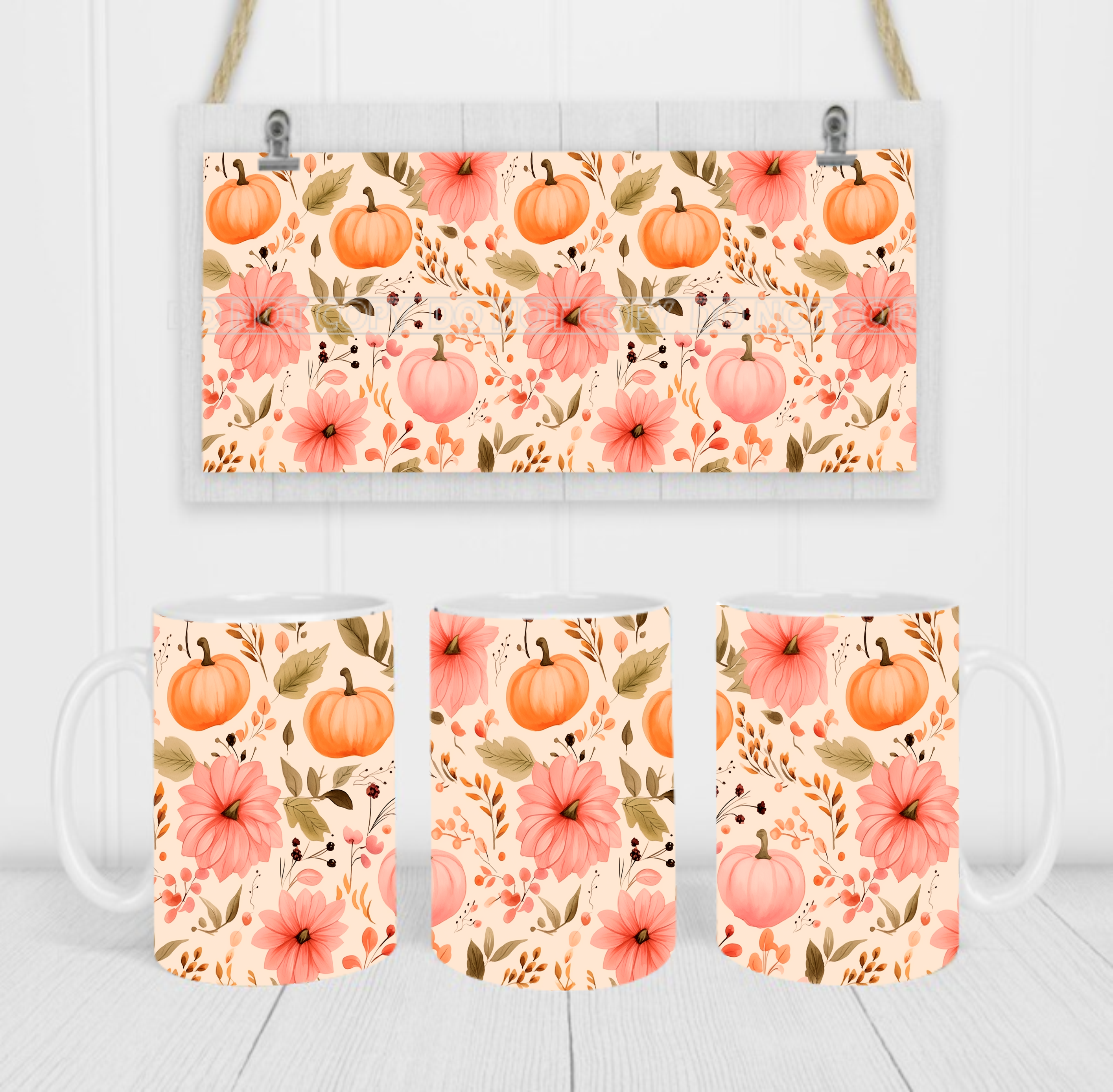 Autumn Pumpkins - Coffee Mug Wrap - Sublimation Transfers