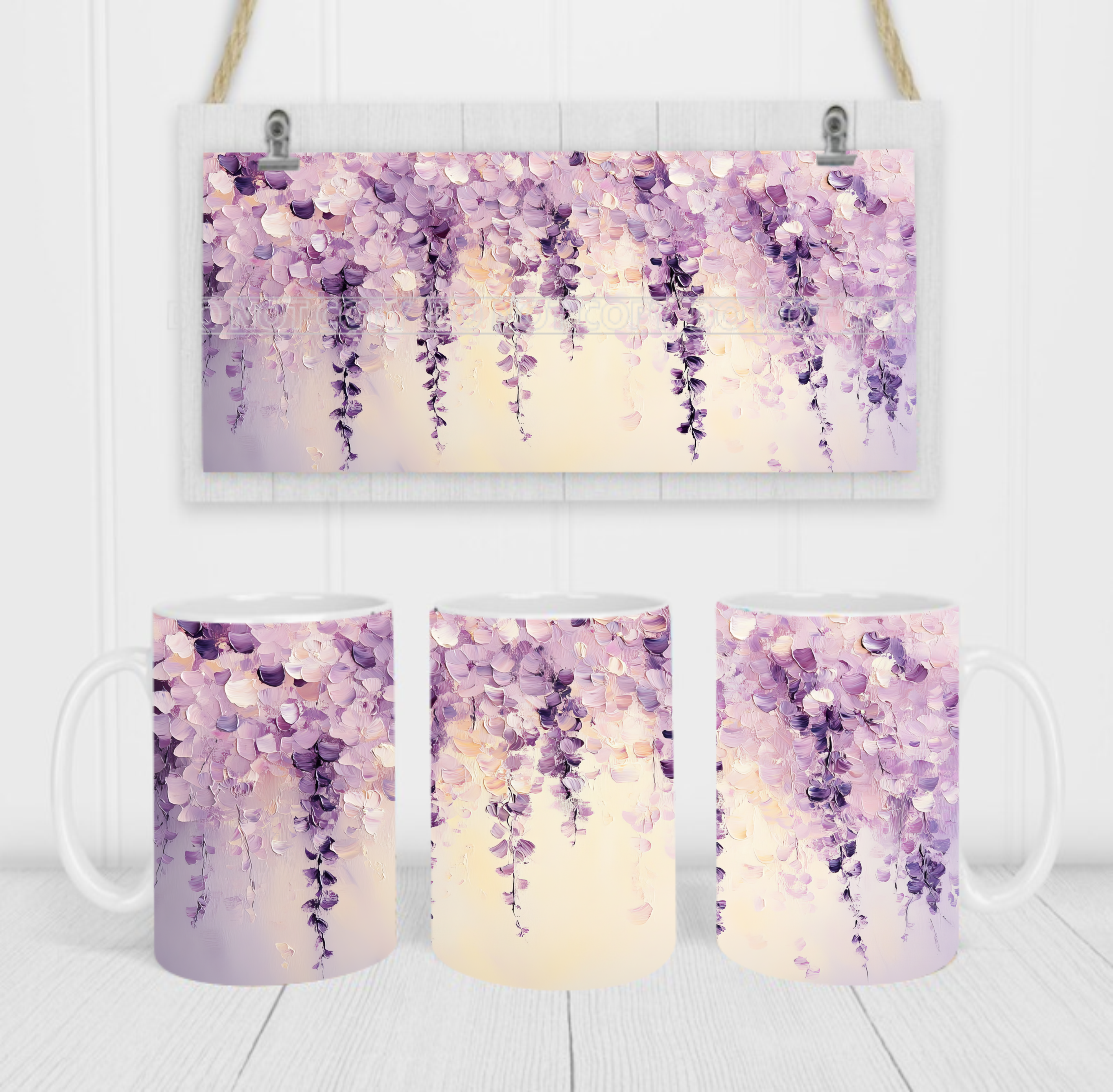 Lavender Floral - Coffee Mug Wrap - Sublimation Transfers