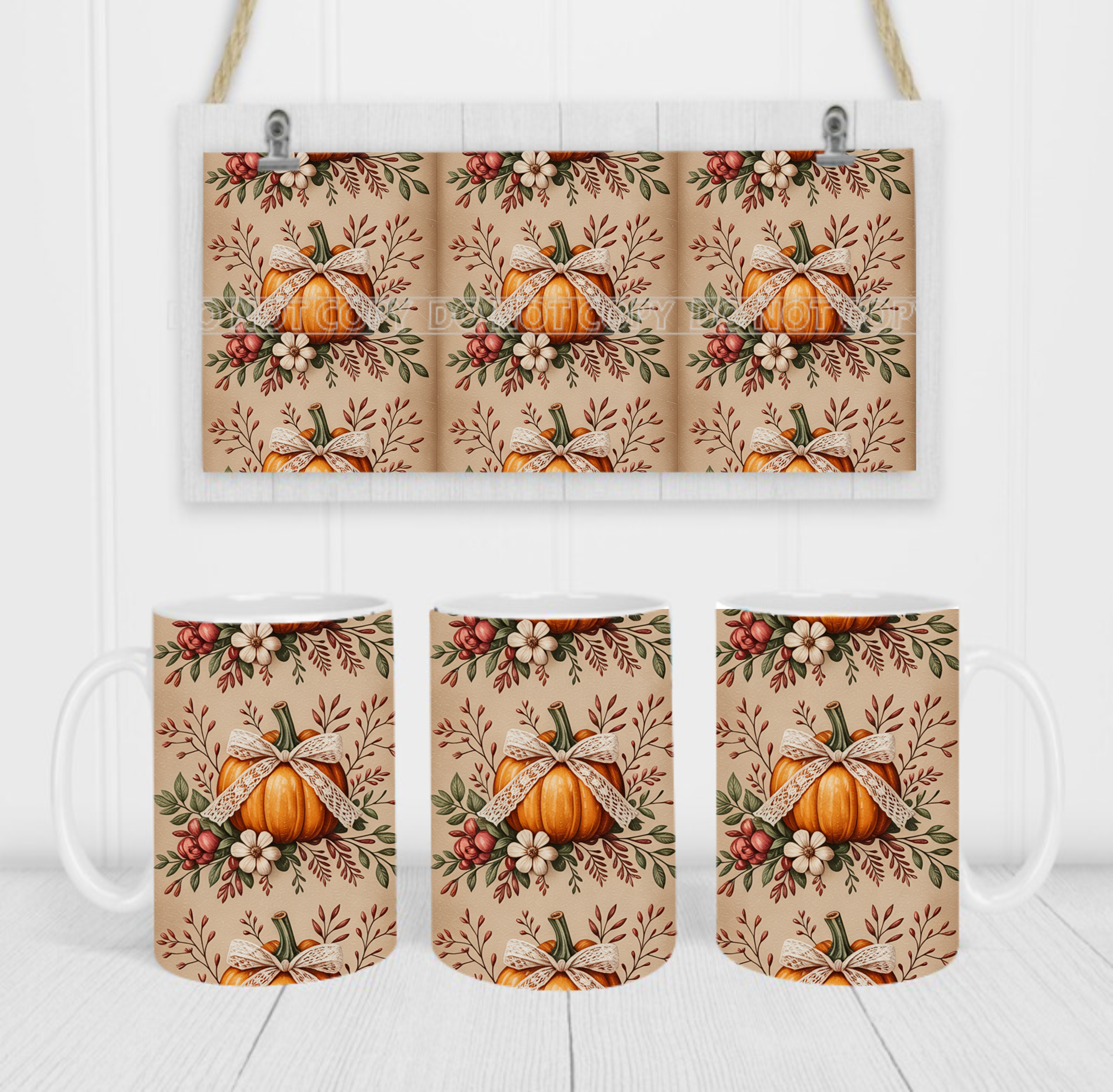 Autumn Pumpkin - Coffee Mug Wrap - Sublimation Transfers