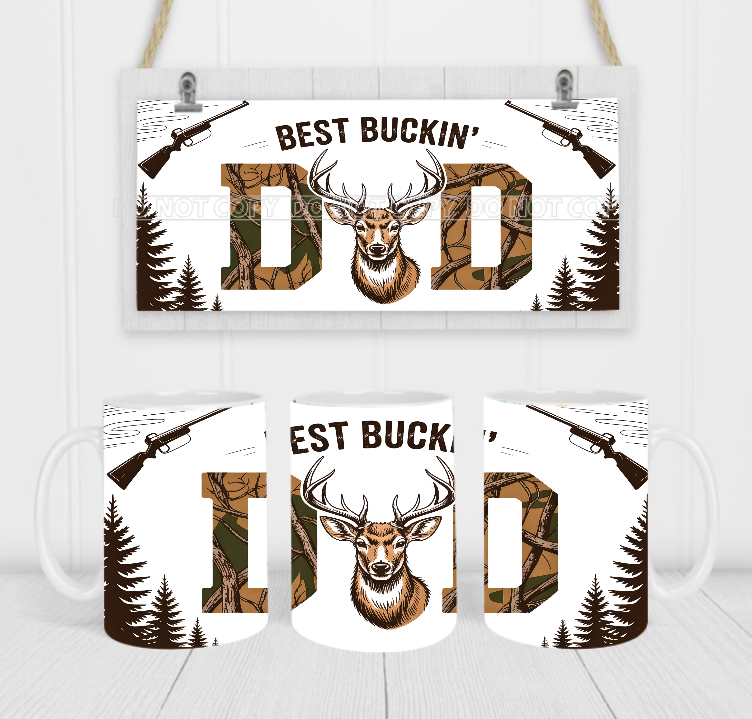 Best Bucking Dad - Coffee Mug Wrap - Sublimation Transfers