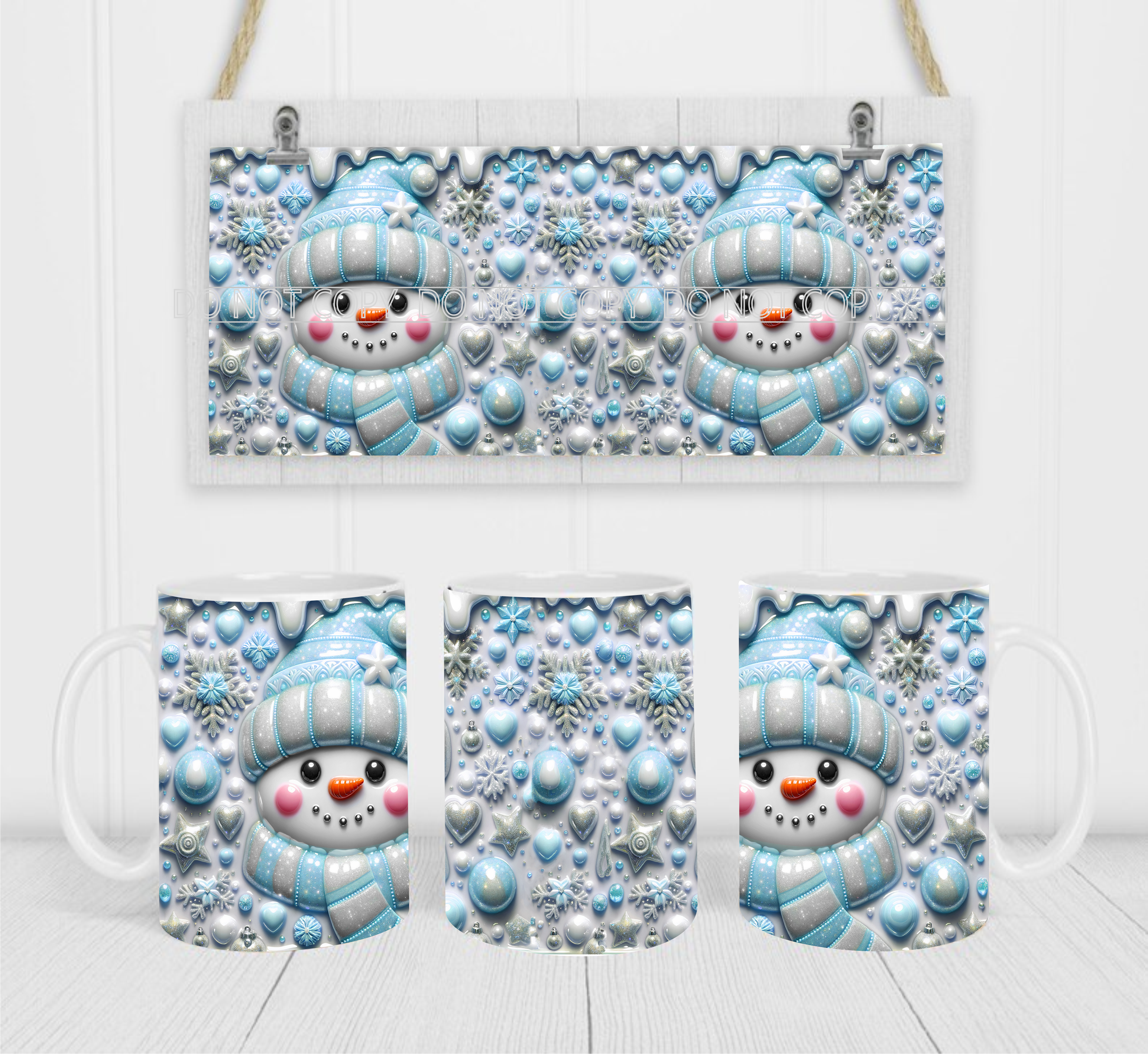 Snowman - Coffee Mug Wrap - Sublimation Transfers