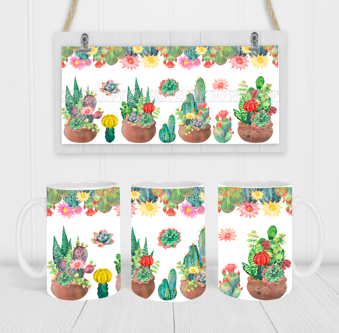 Cactus Pot - Coffee Mug Wrap - Sublimation Transfers