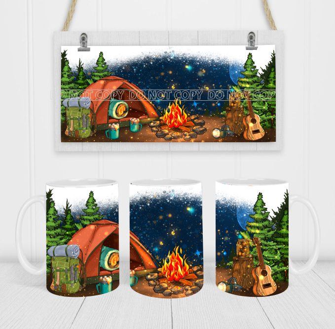 Camping - Coffee Mug Wrap - Sublimation Transfers