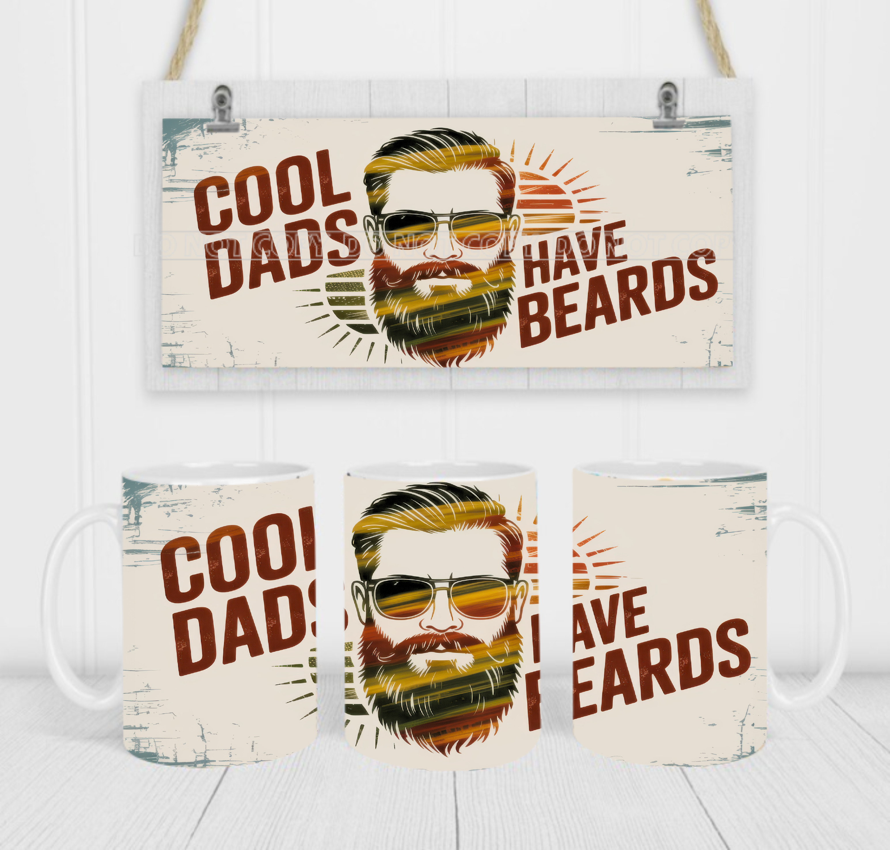 Cool Dads Have Beards - Coffee Mug Wrap - Sublimation Transfers