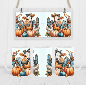 Fall Country Cow - Coffee Mug Wrap - Sublimation Transfers