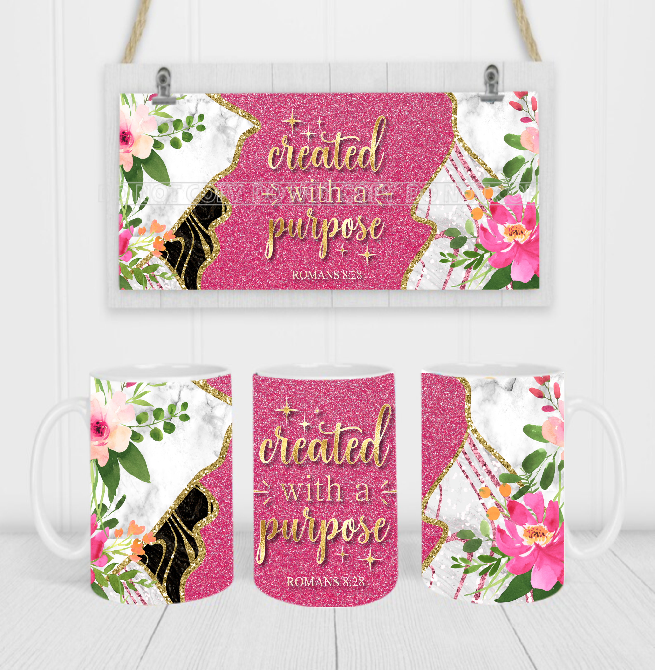 Created With A Purpose - Coffee Mug Wrap - Sublimation Transfers