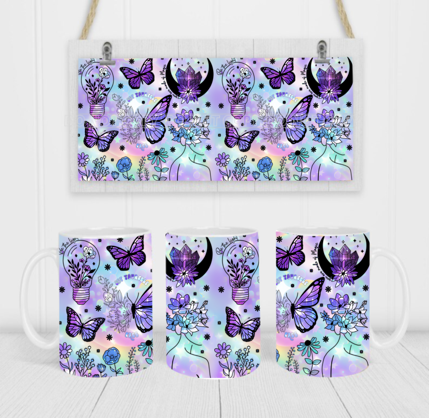 Mystical Crystals - Coffee Mug Wrap - Sublimation Transfers
