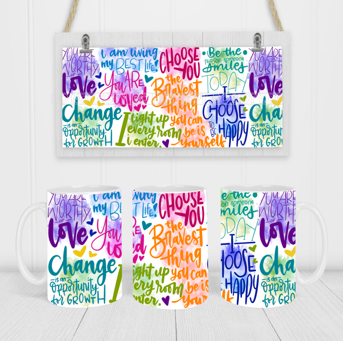 Daily Affirmations - Coffee Mug Wrap - Sublimation Transfers
