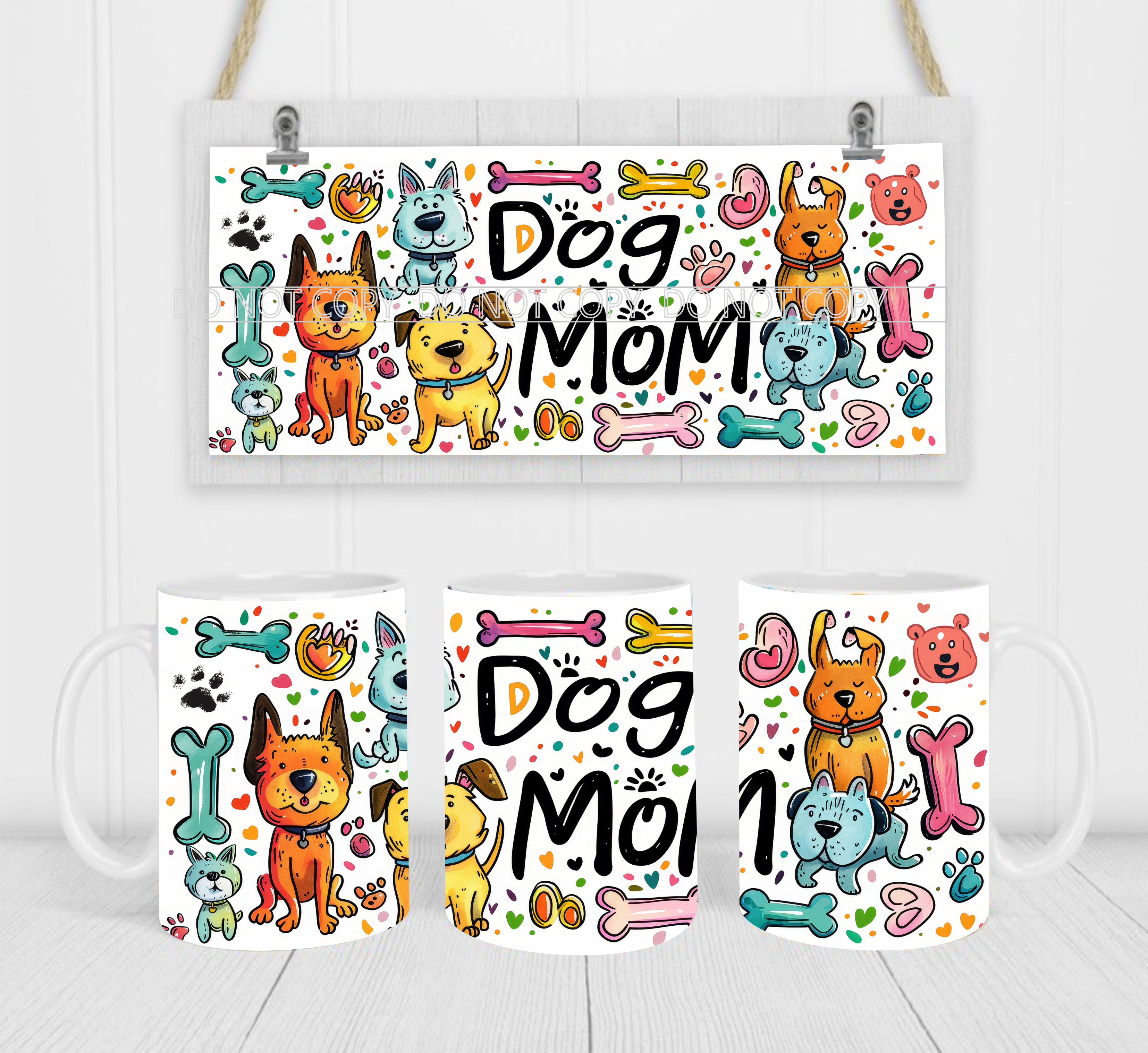 Dog Mom - Coffee Mug Wrap - Sublimation Transfers