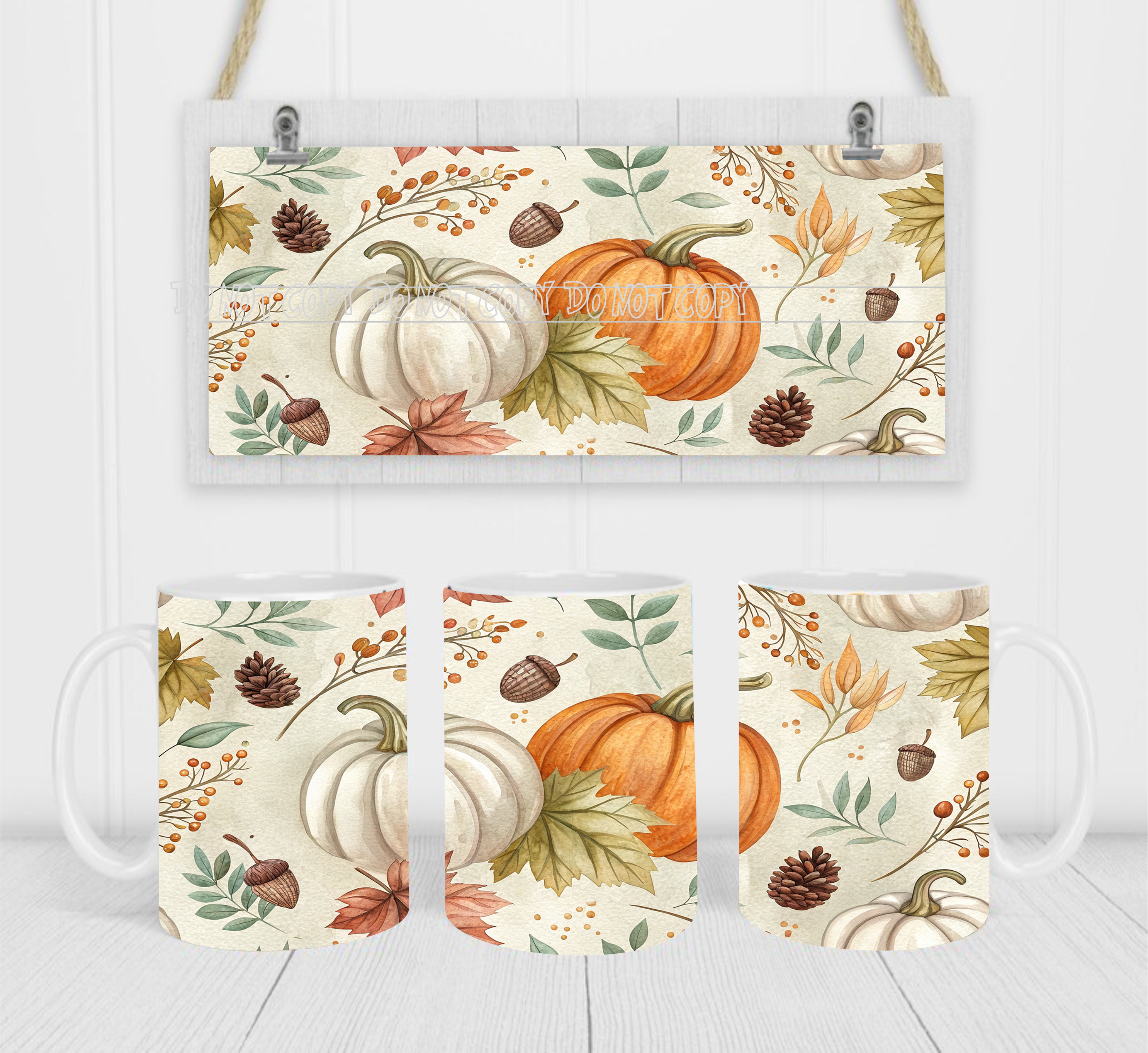 Autumn Pumpkins - Coffee Mug Wrap - Sublimation Transfers