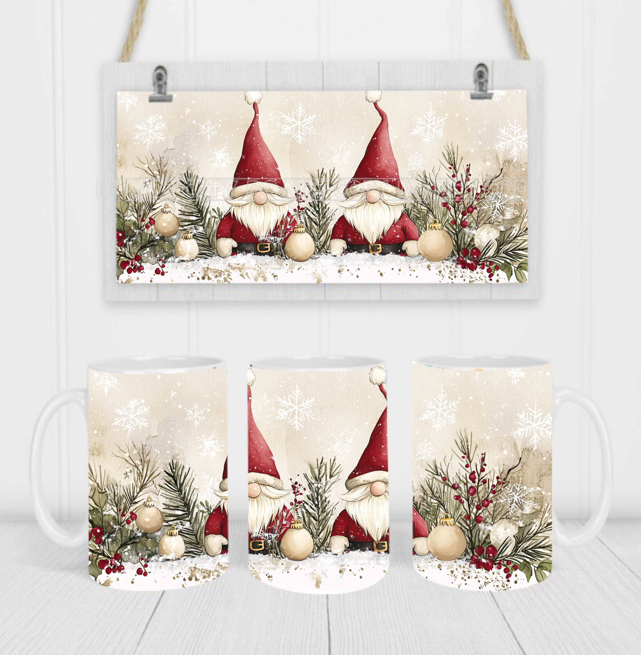 Santa Gnomes - Coffee Mug Wrap - Sublimation Transfers