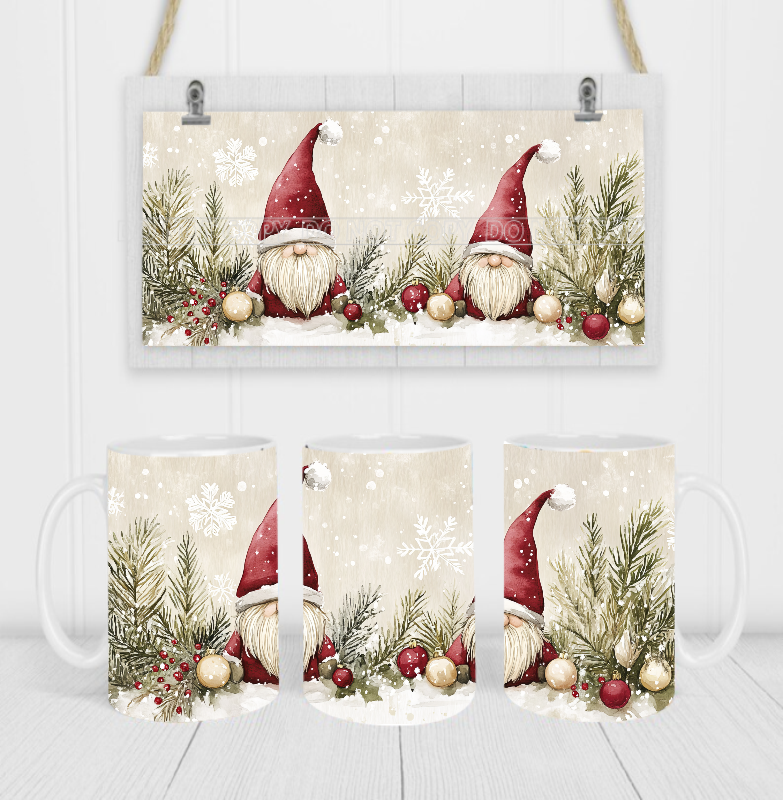 Santa Gnomes - Coffee Mug Wrap - Sublimation Transfers