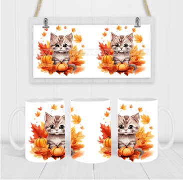 Autumn Cat - Coffee Mug Wrap - Sublimation Transfers