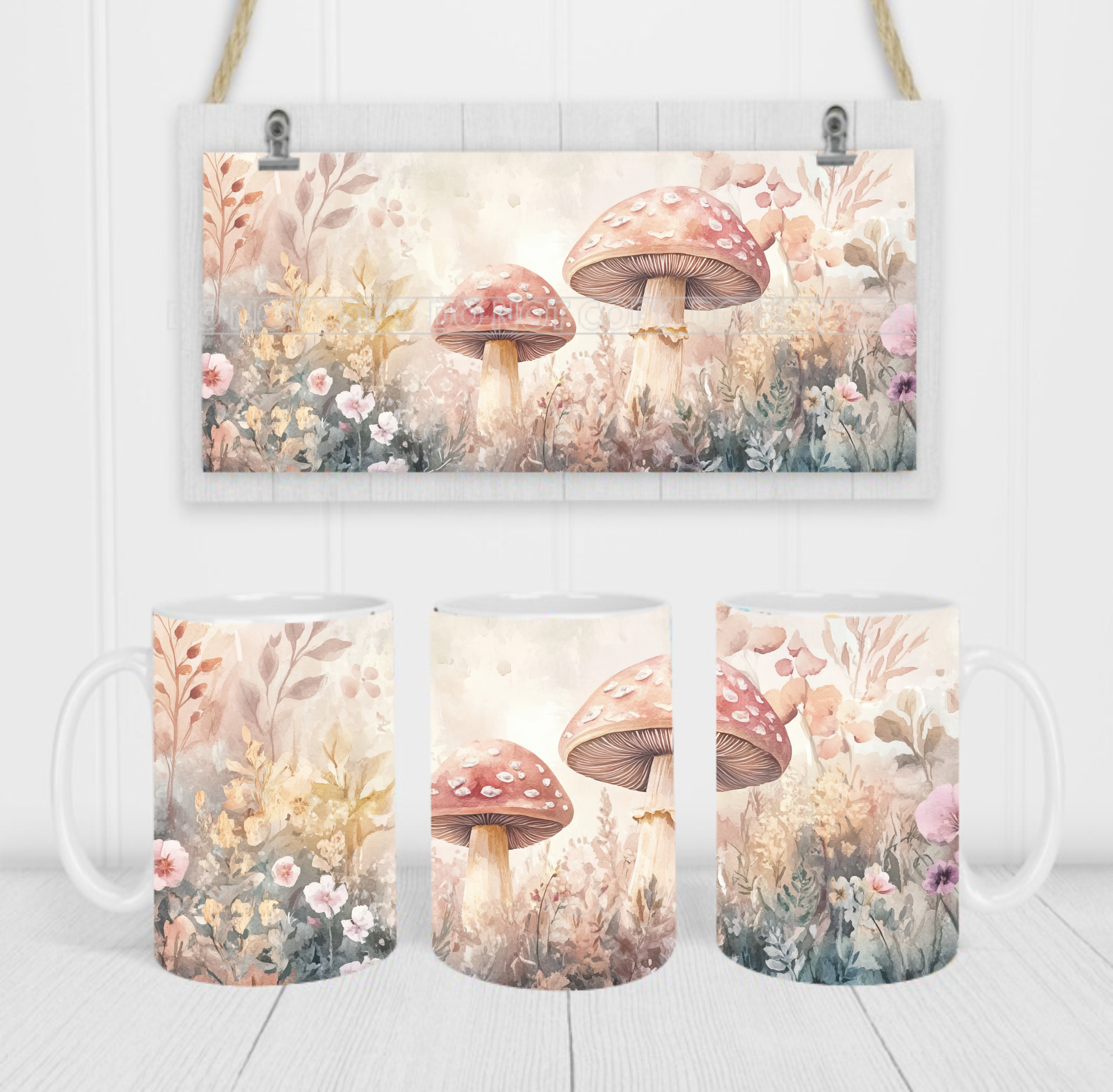 Retro Mushrooms - Coffee Mug Wrap - Sublimation Transfers