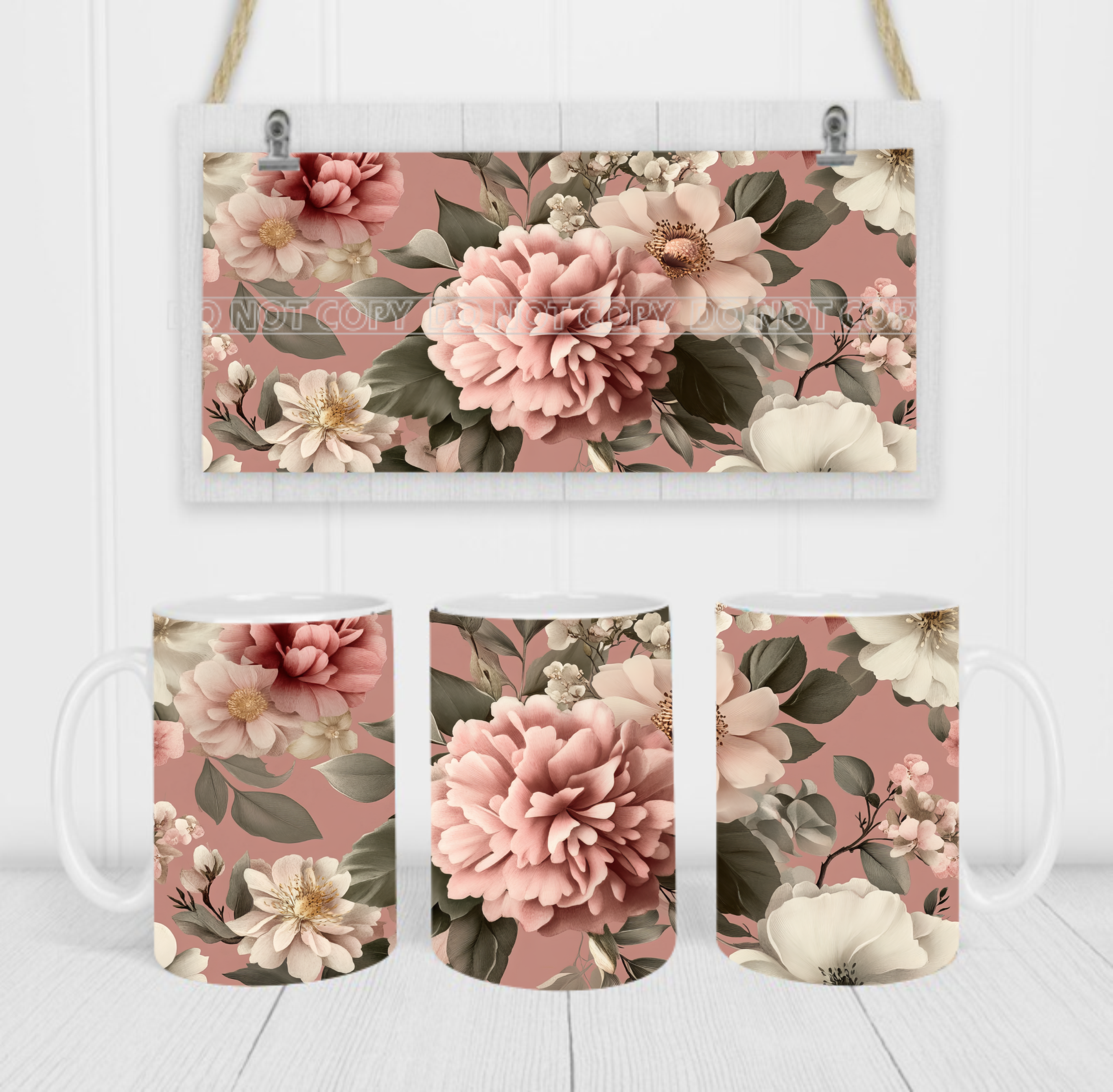 Floral - Coffee Mug Wrap - Sublimation Transfers
