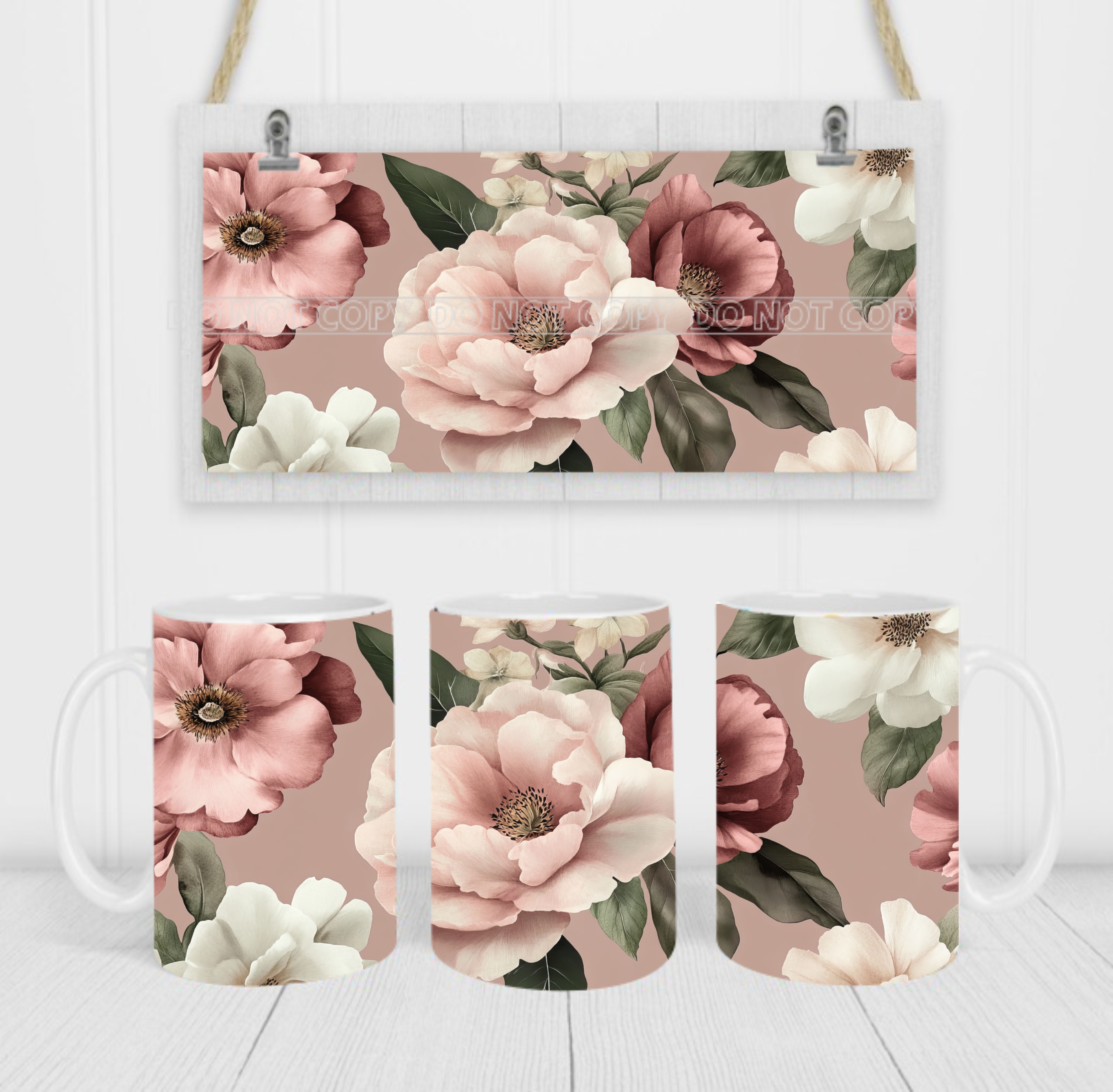 Floral - Coffee Mug Wrap - Sublimation Transfers